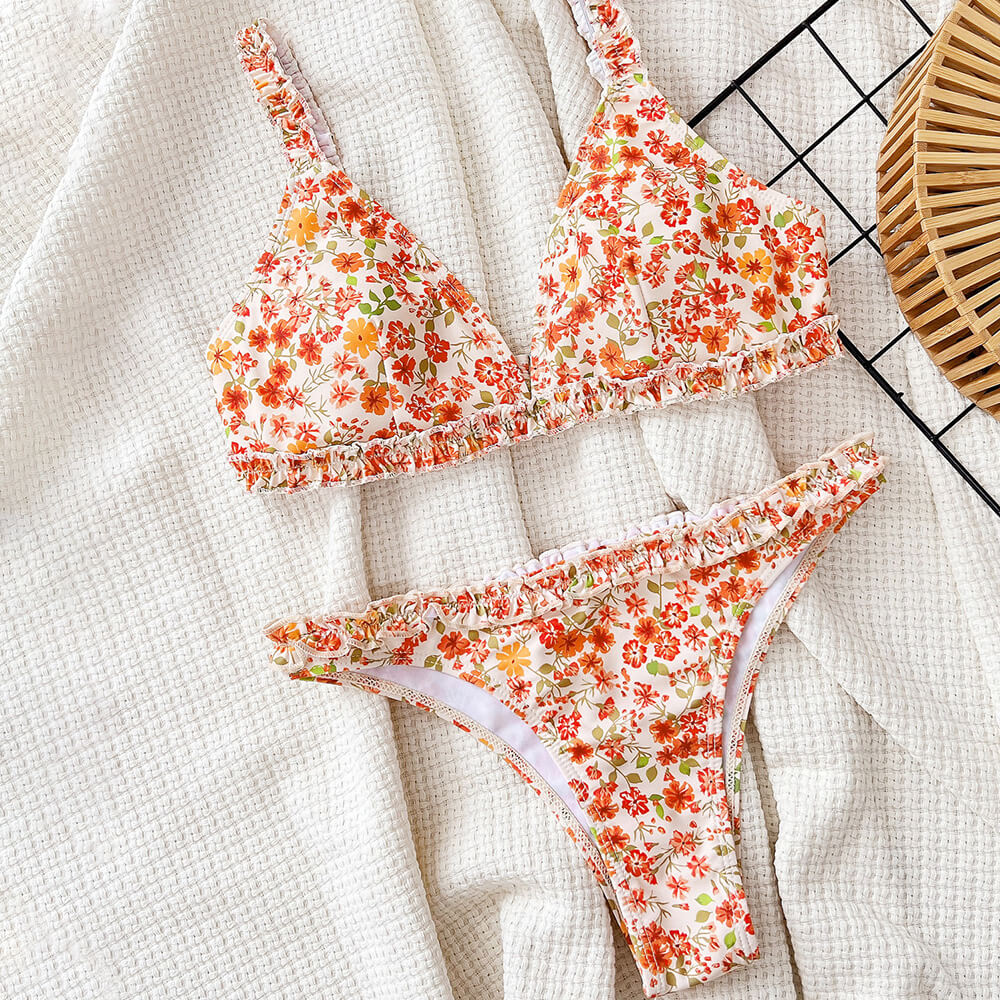 Premium Vibrant Floral Print Brazilian Bikini Set