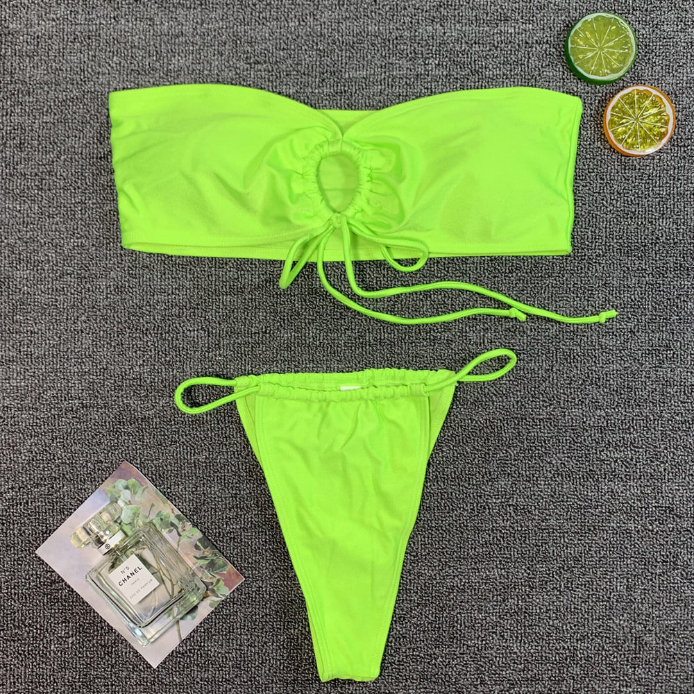 Ultimate Neon Brazilian Bikini Set - Front Tie & Cheeky Fit