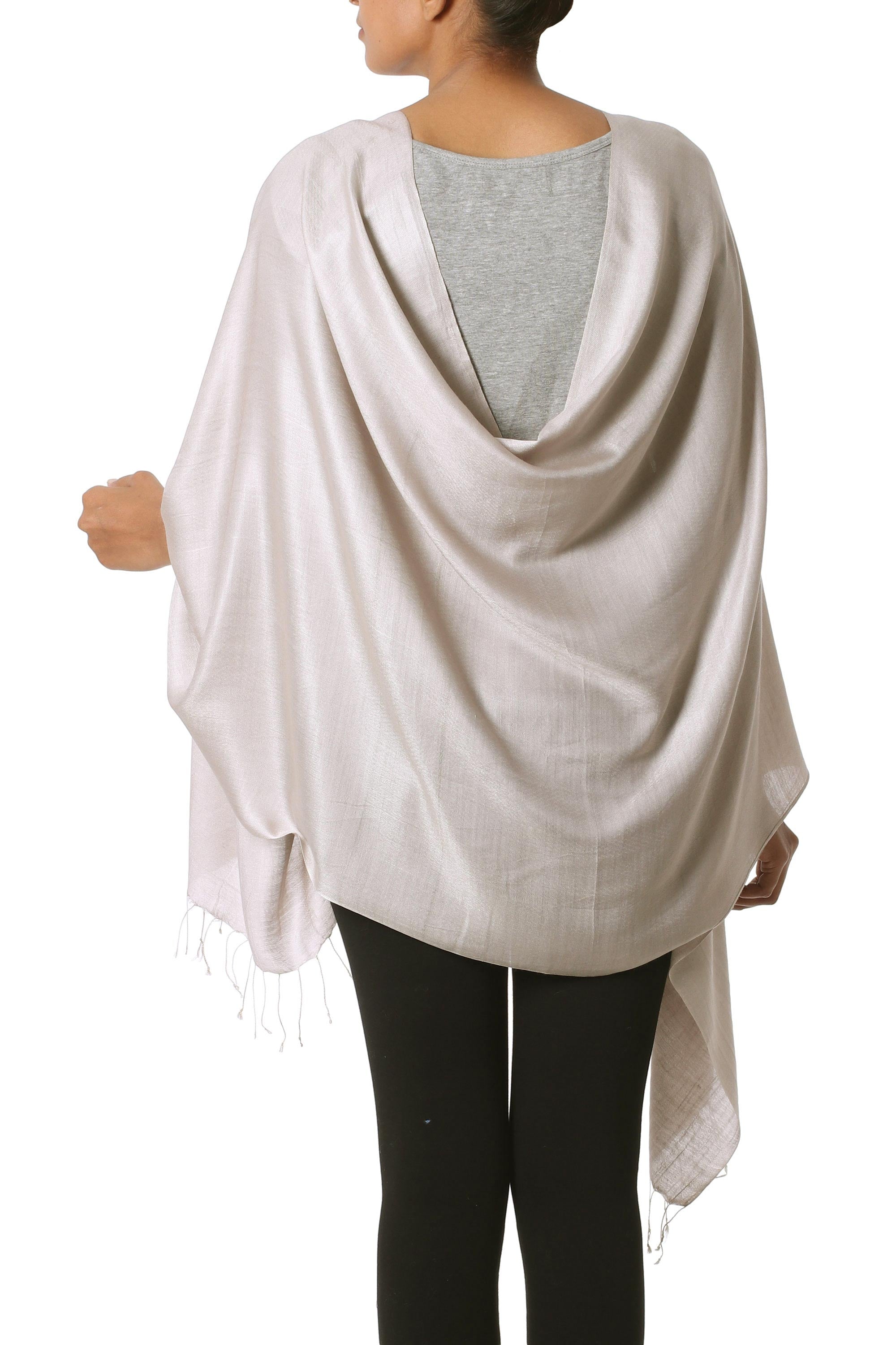 Premium Elegant Taupe Silk Shawl - Ultimate Luxury Wrap