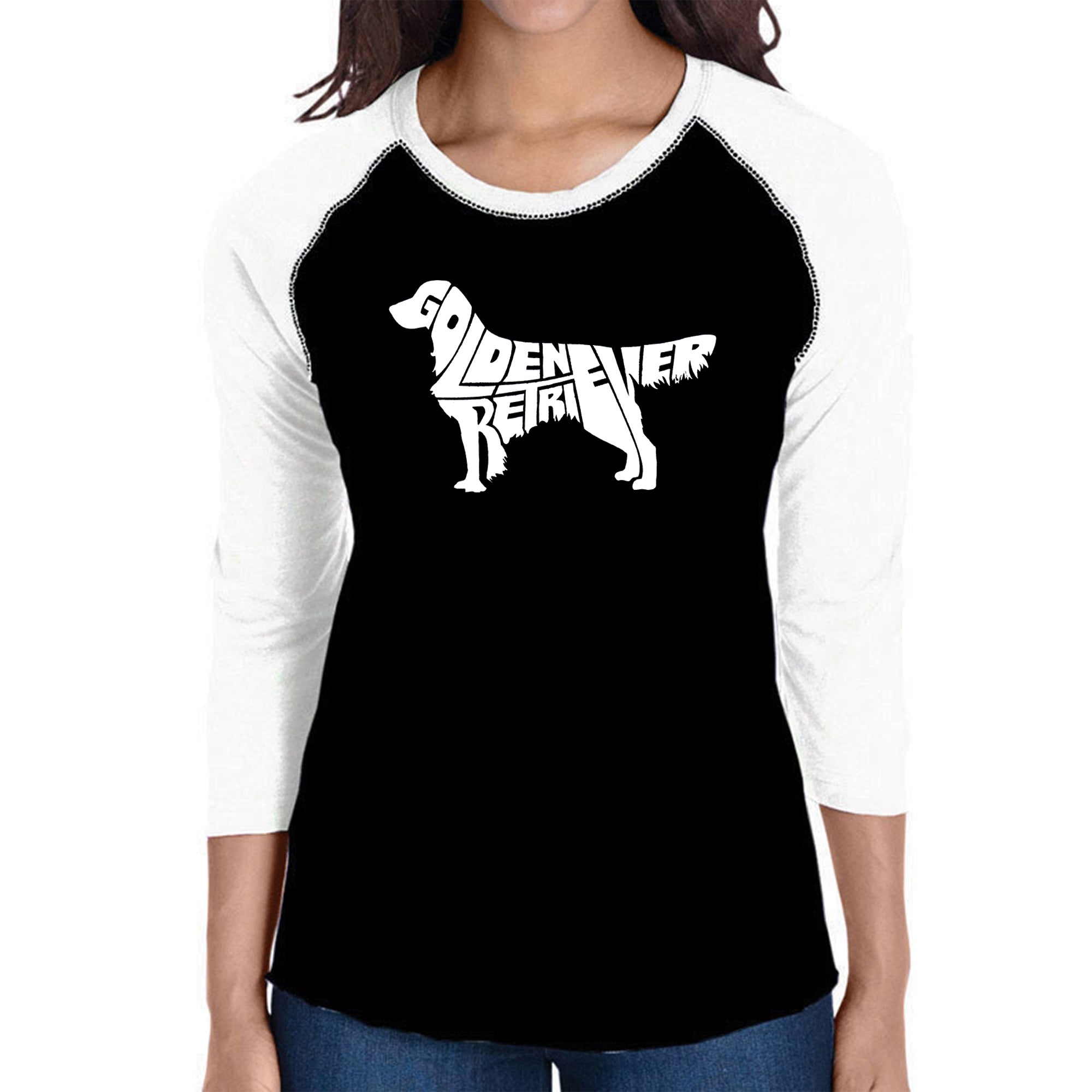 Premium Golden Retriever Women's Raglan Baseball Tee - Ultimate Word Art Design