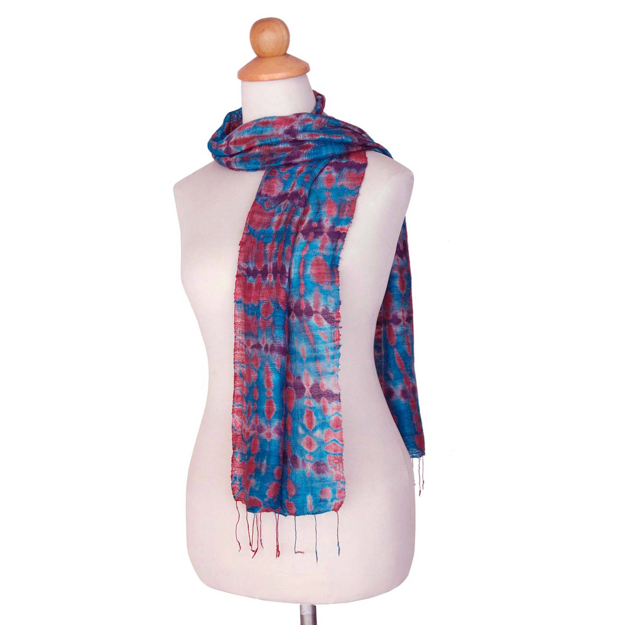 Premium Azure Wilderness Silk Scarf - Handmade Luxury