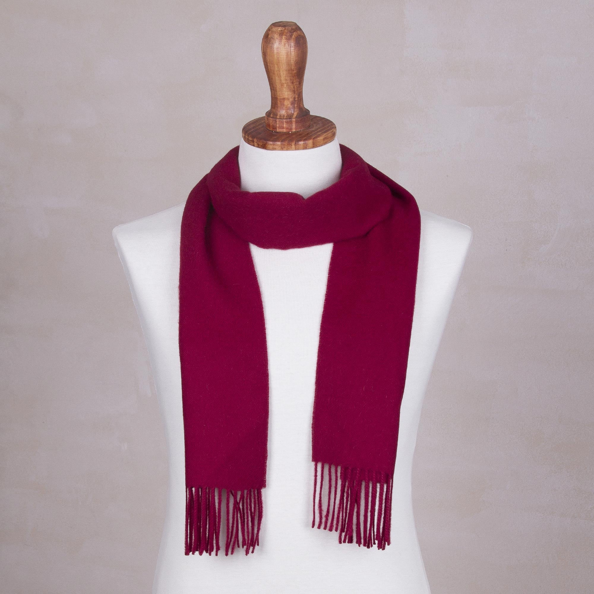 Premium Men's Alpaca Scarf – Cherry Red Burgundy