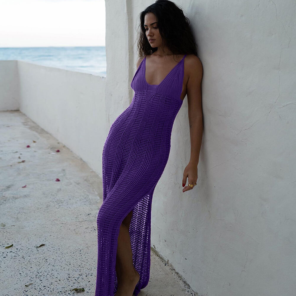 Premium Vintage Boho Crochet Maxi Dress - Ultimate Beach Cover-Up