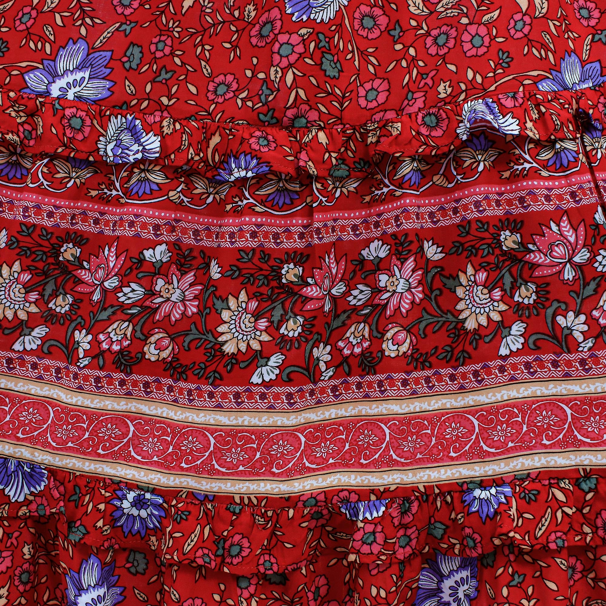 Premium Poppy Garden Floral Rayon Skirt - Handcrafted in Thailand