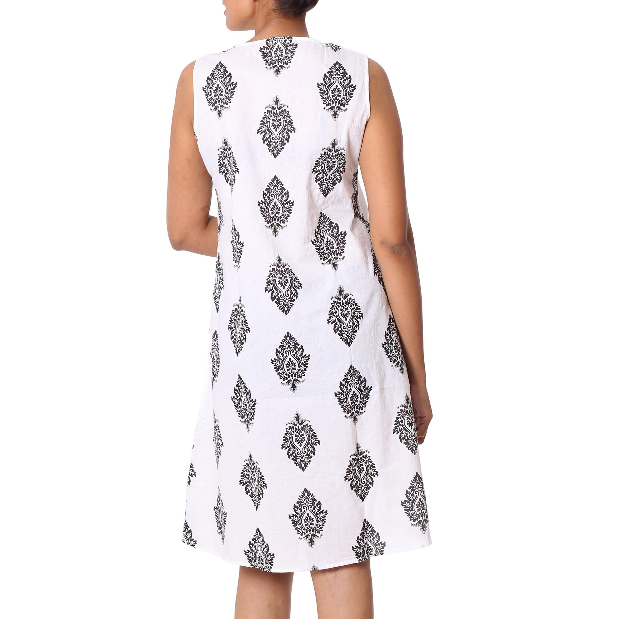 Premium Black Leaves Cotton Shift Dress - Ultimate Summer Style