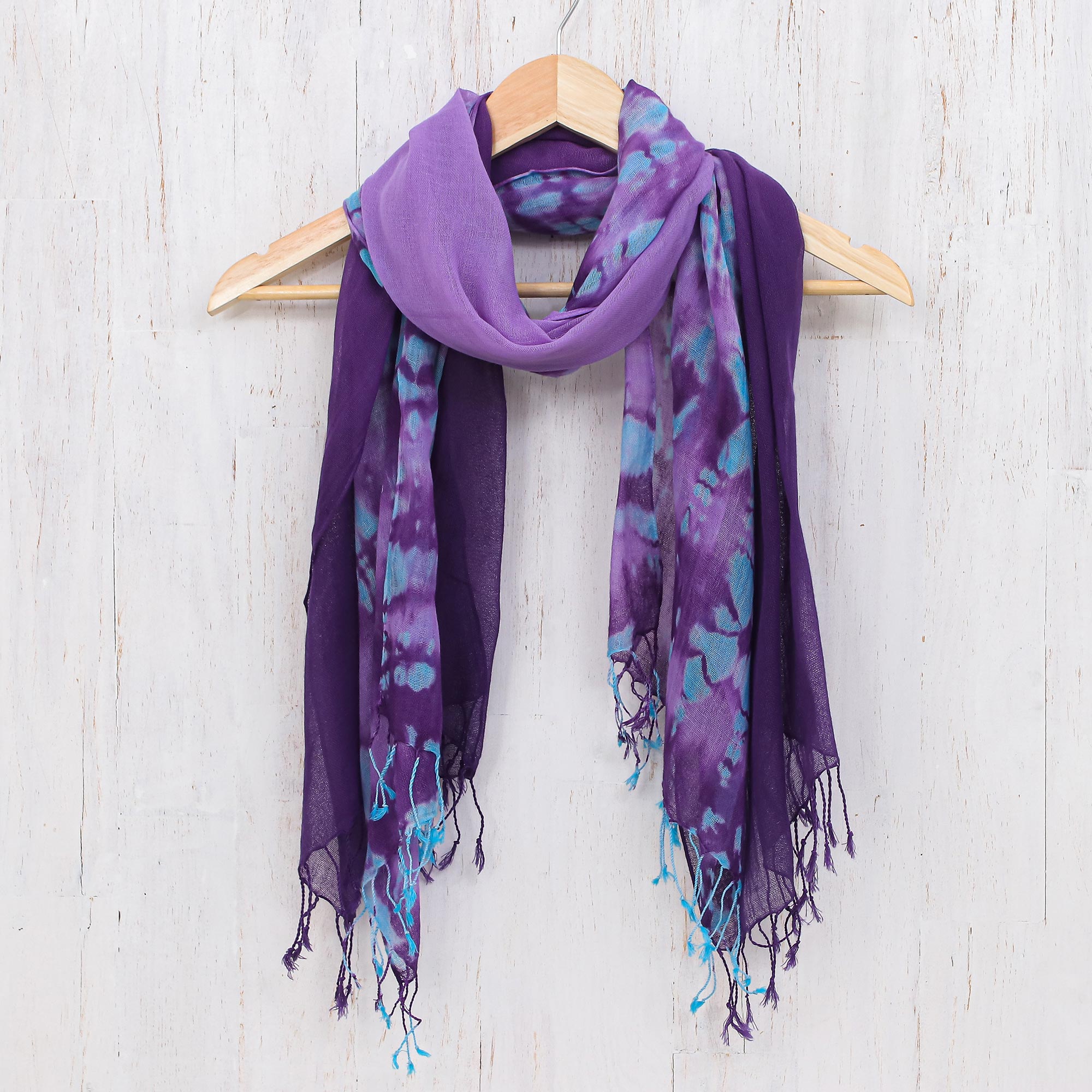 Premium Sky of Love: Ultimate Cotton Scarf Duo in Shades of Blue