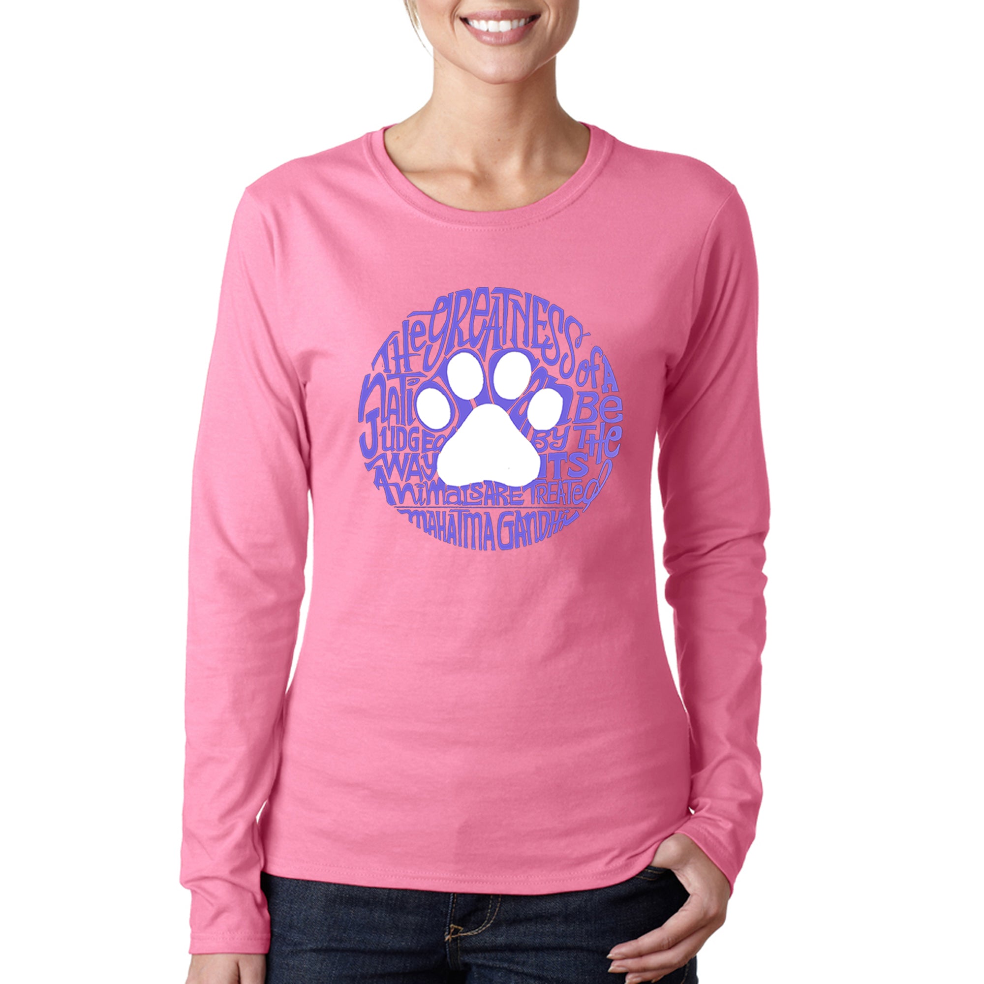 Premium Women's Long Sleeve T-Shirt - Gandhi's Animal Quote Art