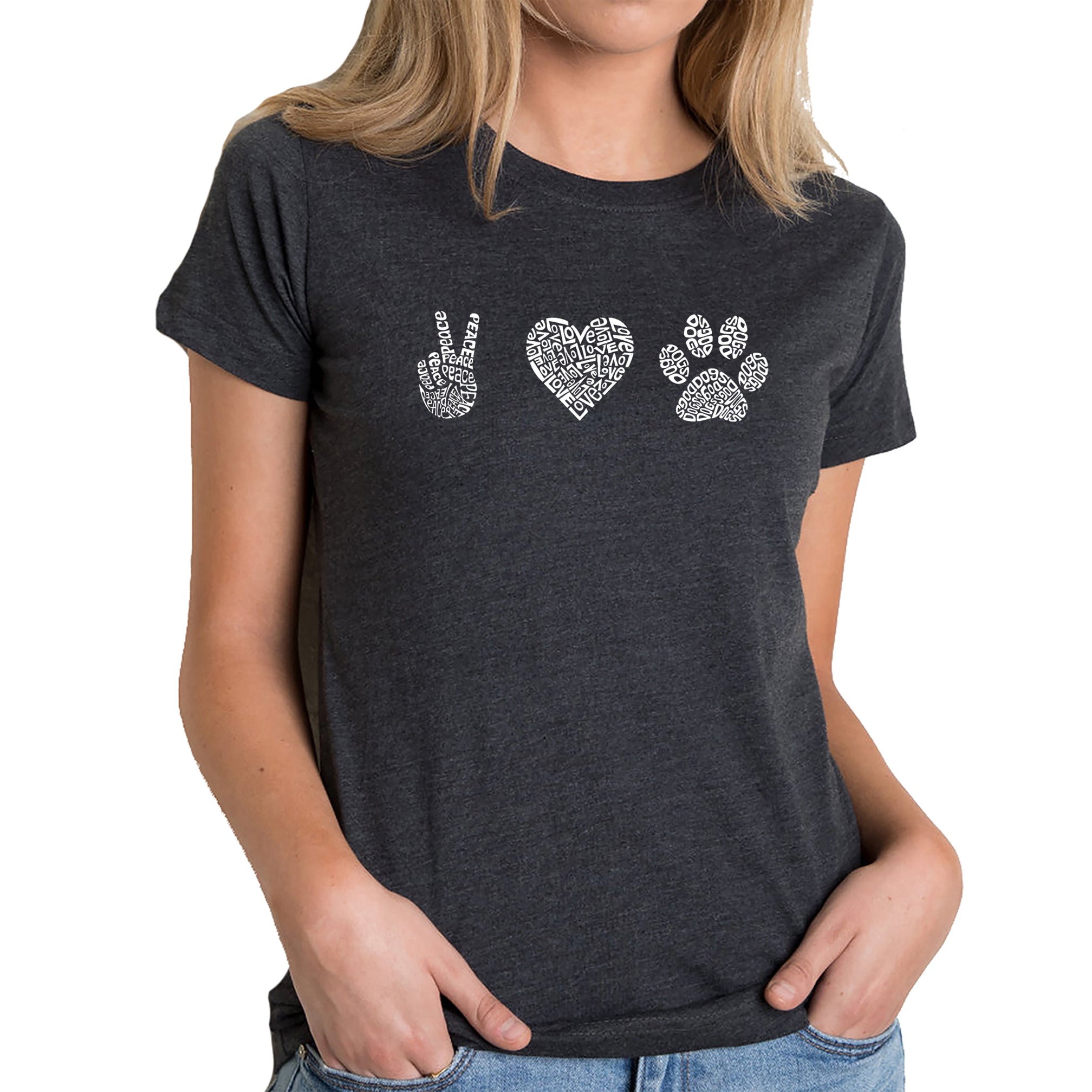 Ultimate Peace Love Dogs - Women's Premium Blend Word Art T-Shirt