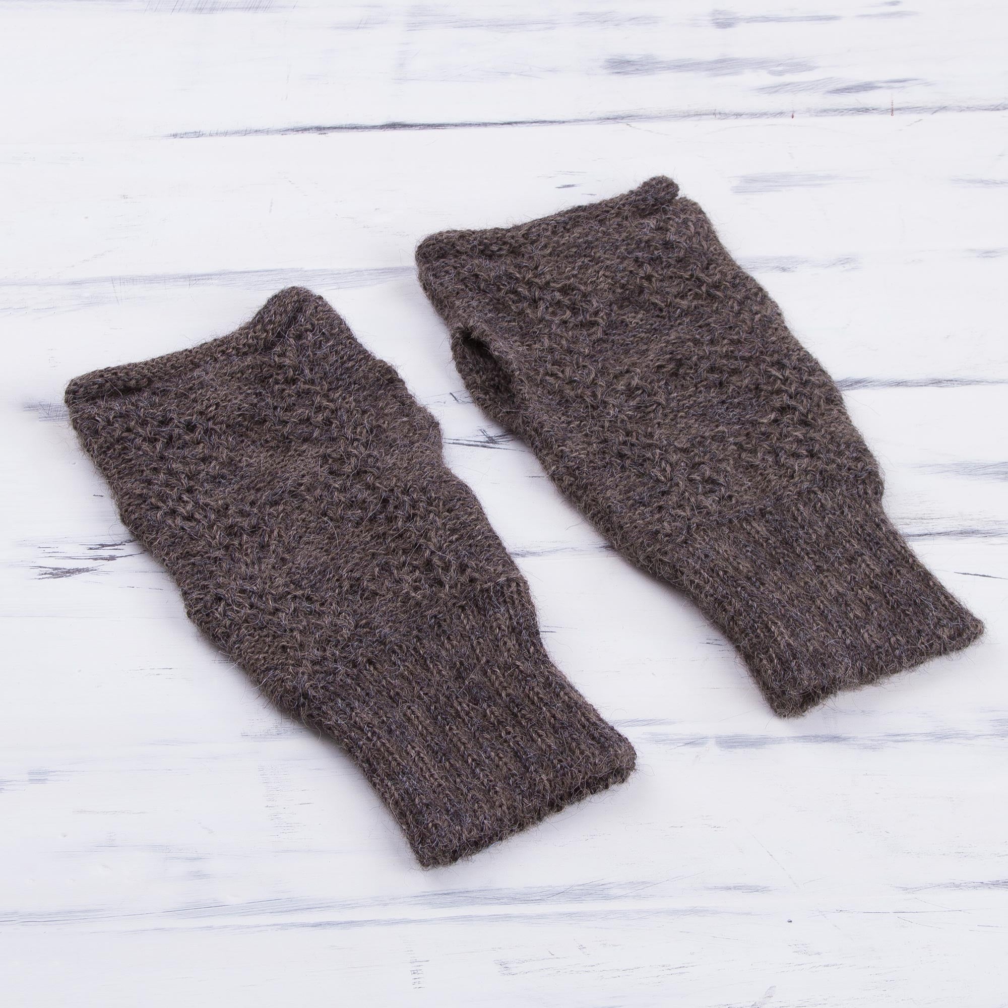 Premium Alpaca Fingerless Gloves - Urubamba Graphite Collection