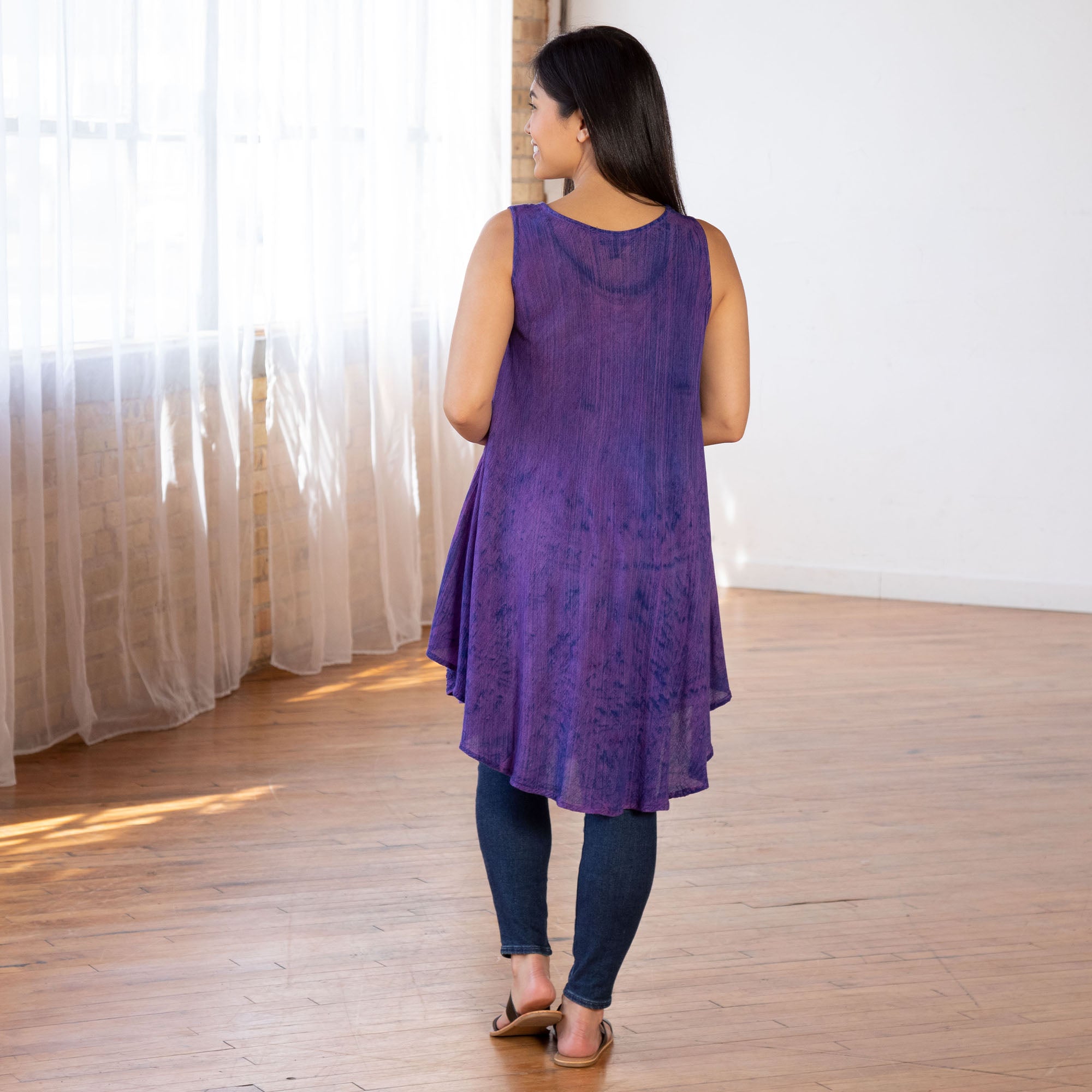 Premium Purple Haze Handcrafted Sleeveless Tunic – Relaxed Boho Style