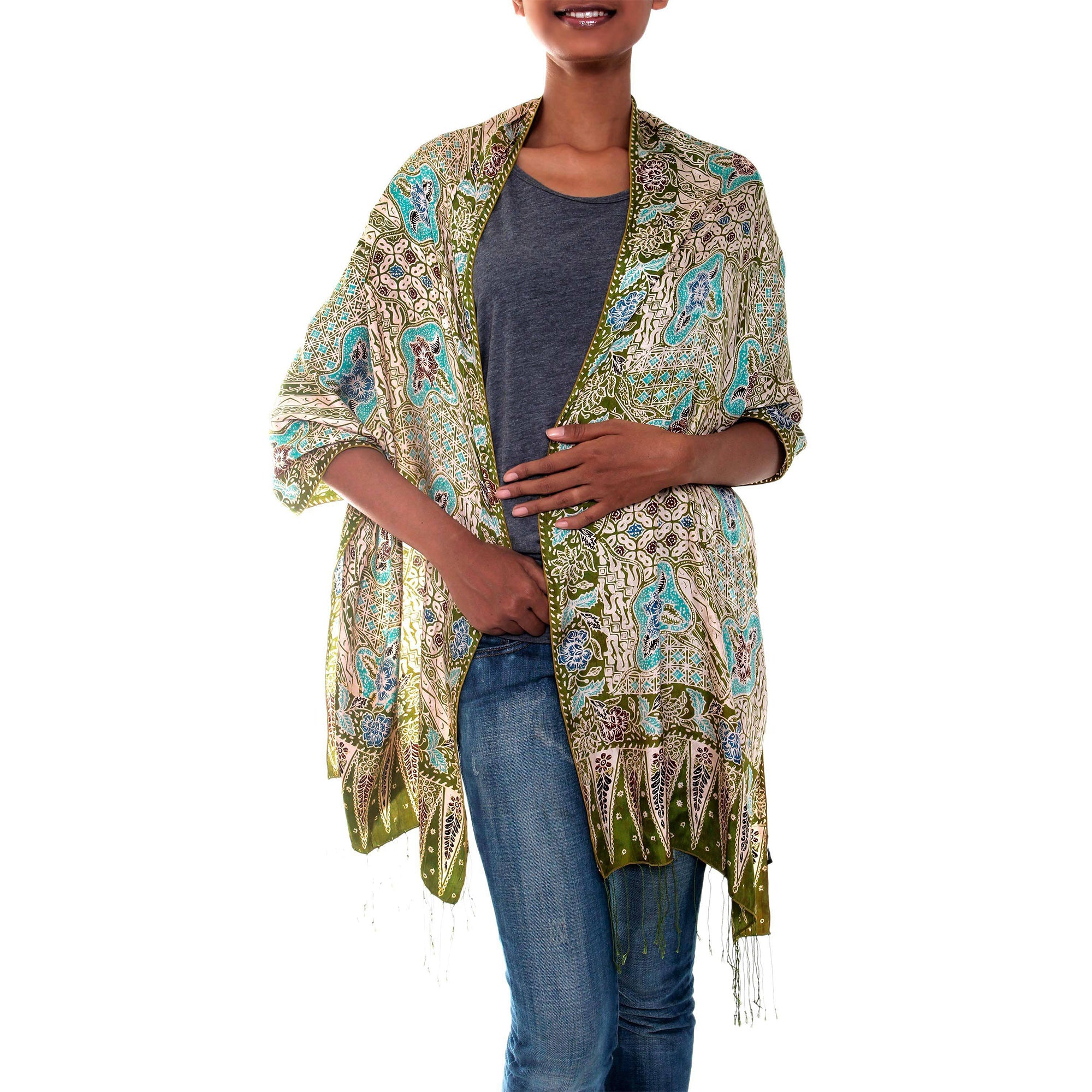 Premium Java Silk Batik Shawl - Ultimate Elegance