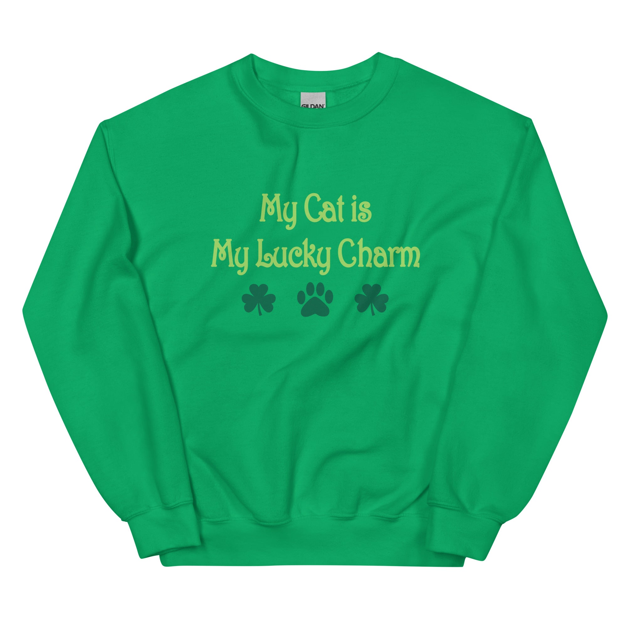 Premium 'My Cat Is My Lucky Charm' Crewneck Sweatshirt - Ultimate Comfort for Cat Lovers