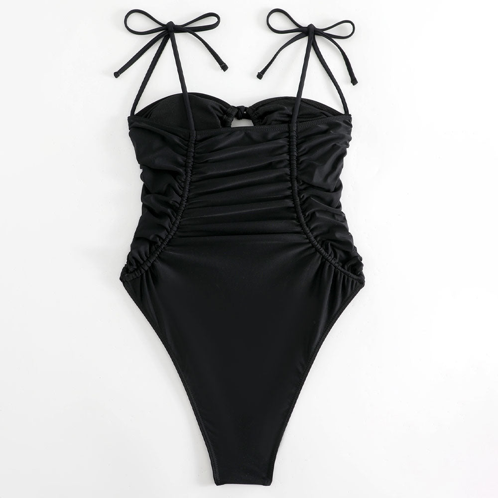 Premium High-Leg Ruched Brazilian One-Piece Swimsuit