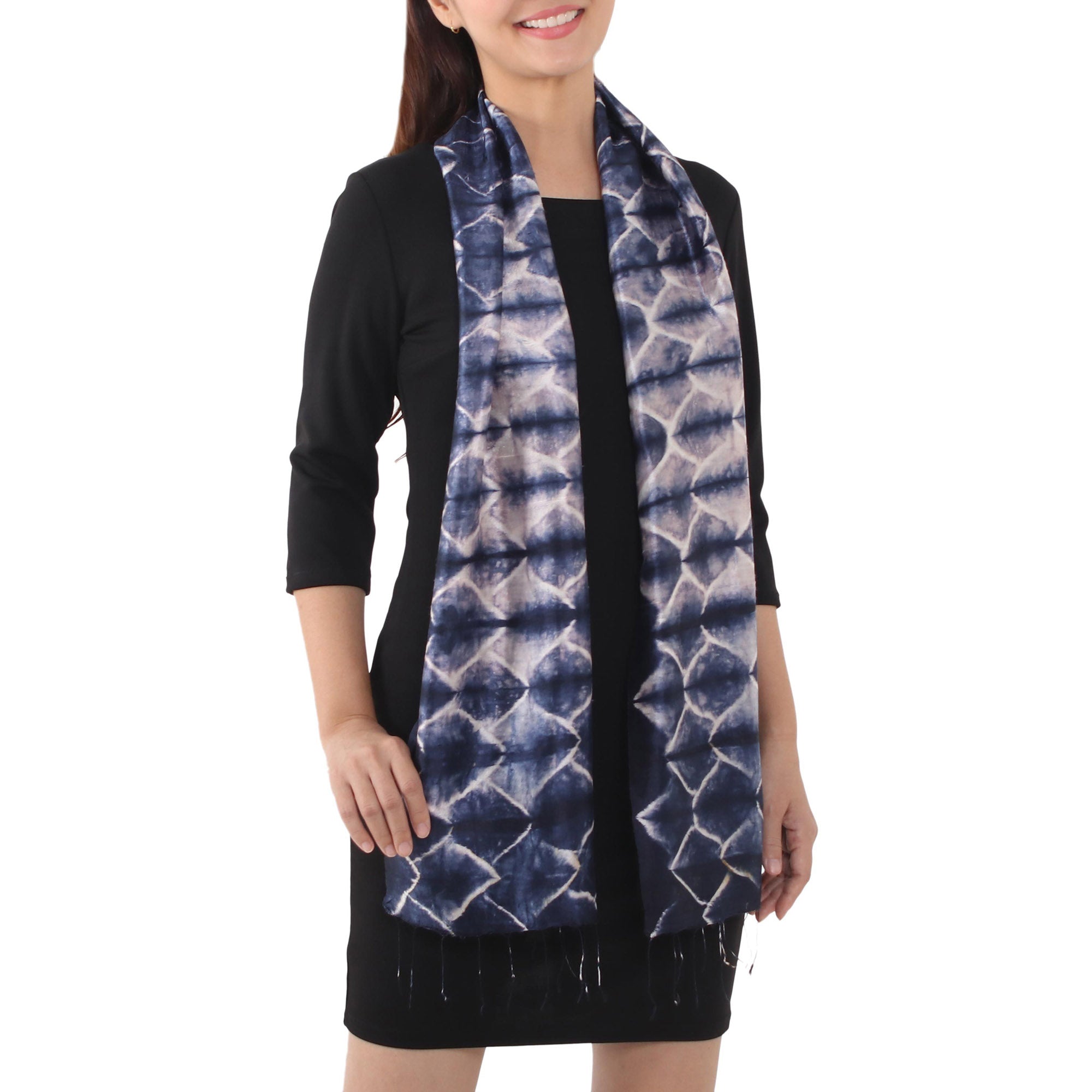 Premium Sapphire Mystique Silk Scarf - Handcrafted Luxury