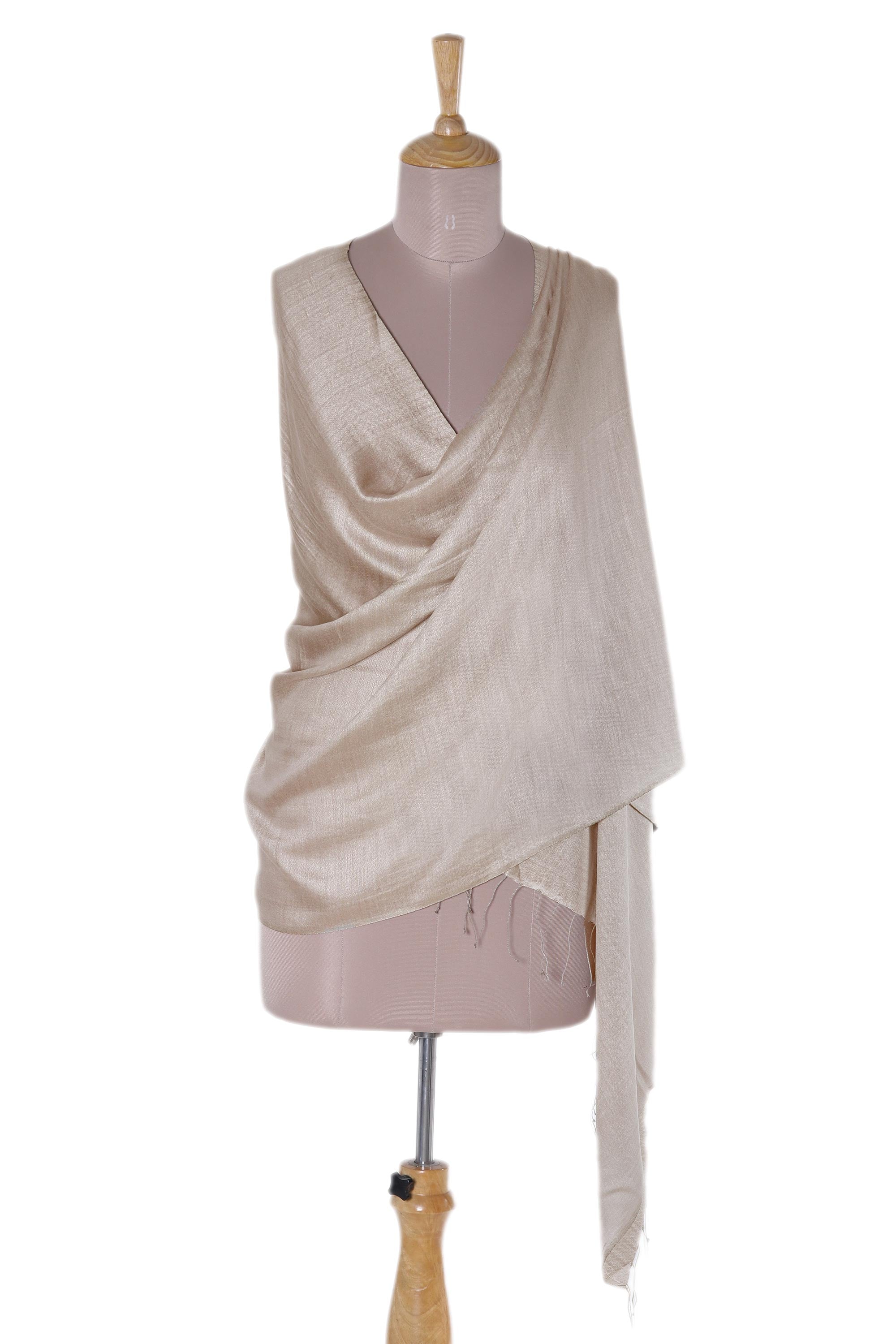 Premium Elegant Taupe Silk Shawl - Ultimate Luxury Wrap