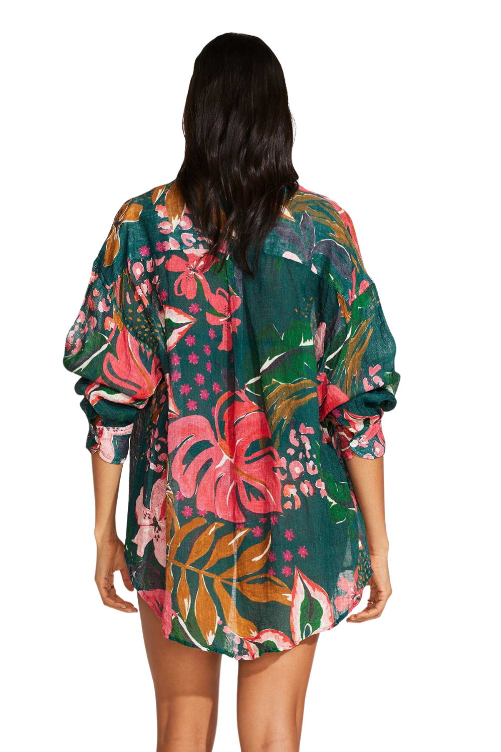 Premium Vitamin A Playa Linen Boyfriend Shirt - Painted Jungle Edition