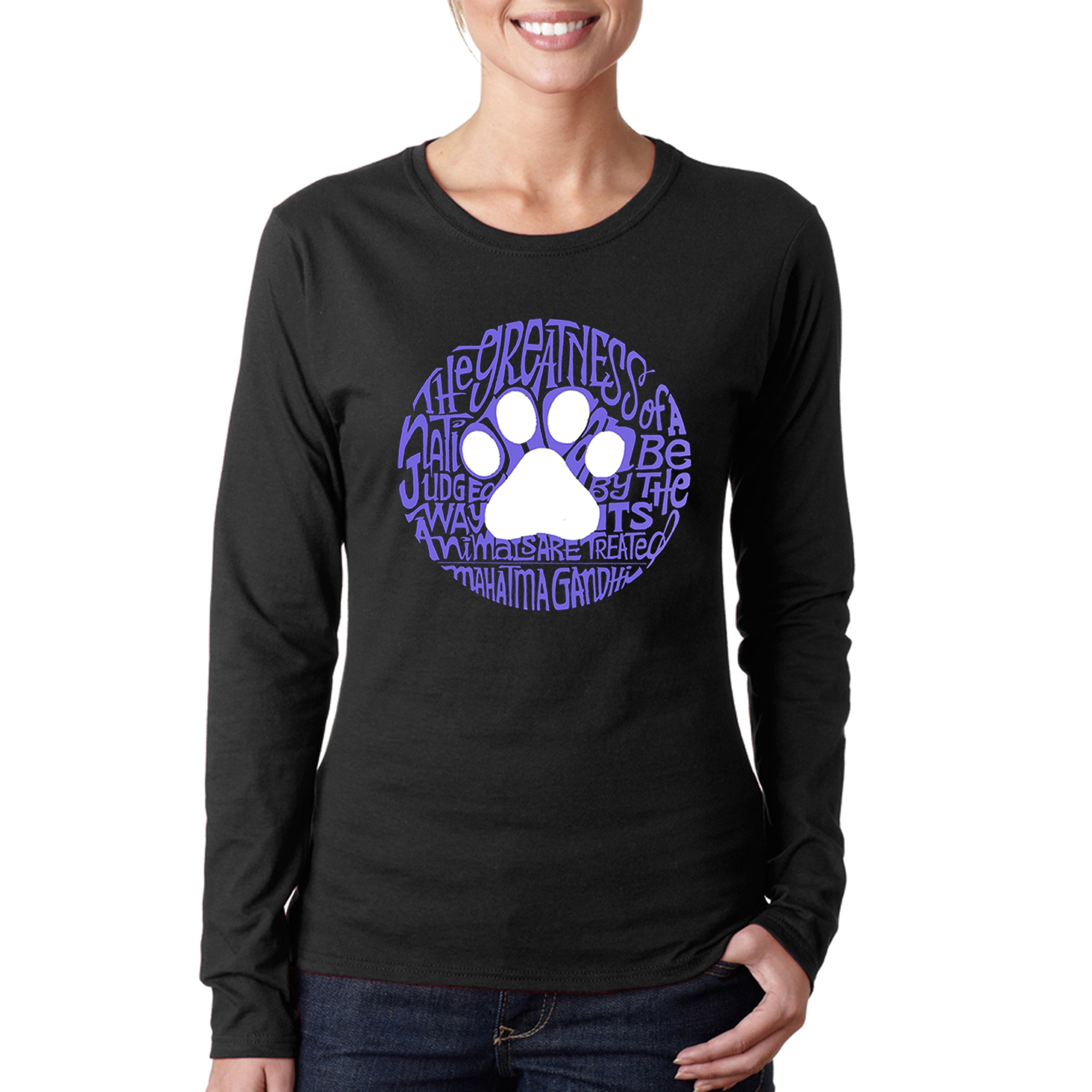 Premium Women's Long Sleeve T-Shirt - Gandhi's Animal Quote Art