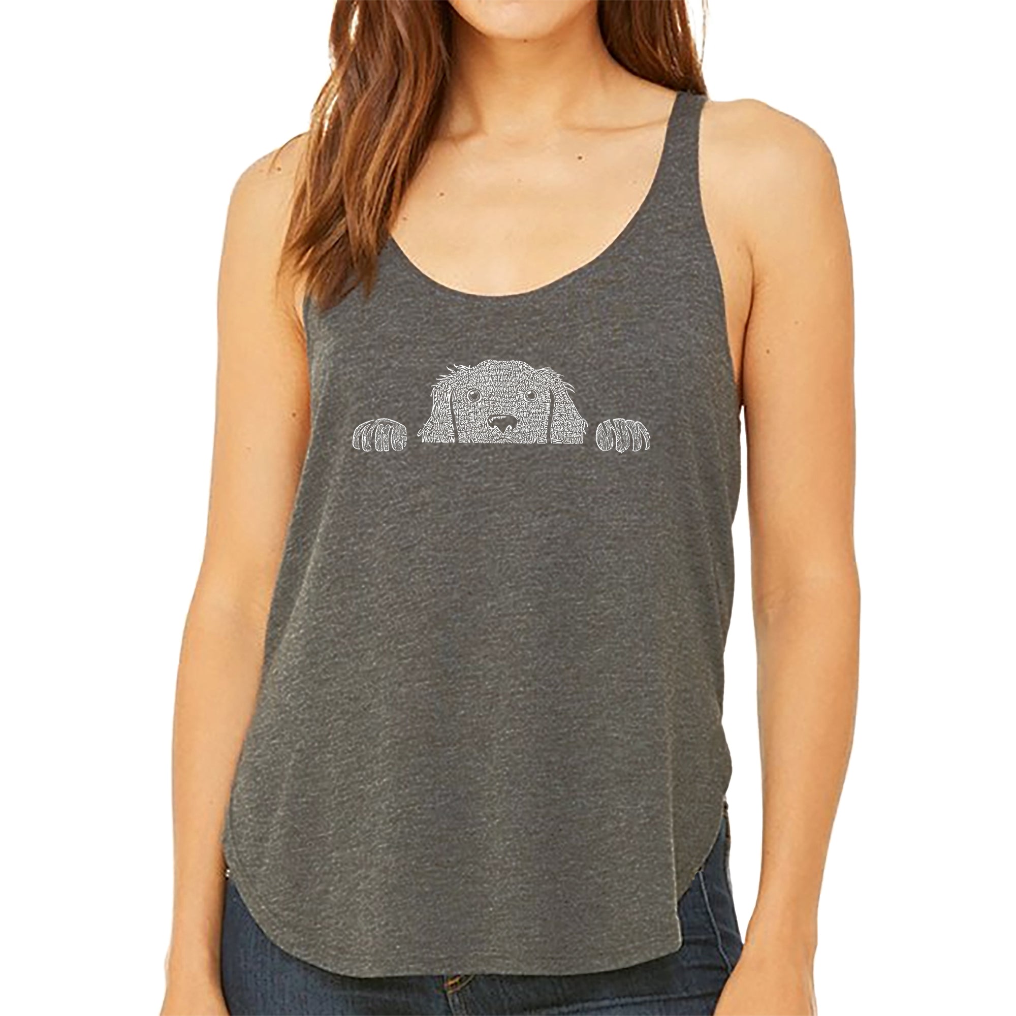 Ultimate Peeking Dog - Women's Premium Word Art Flowy Tank Top