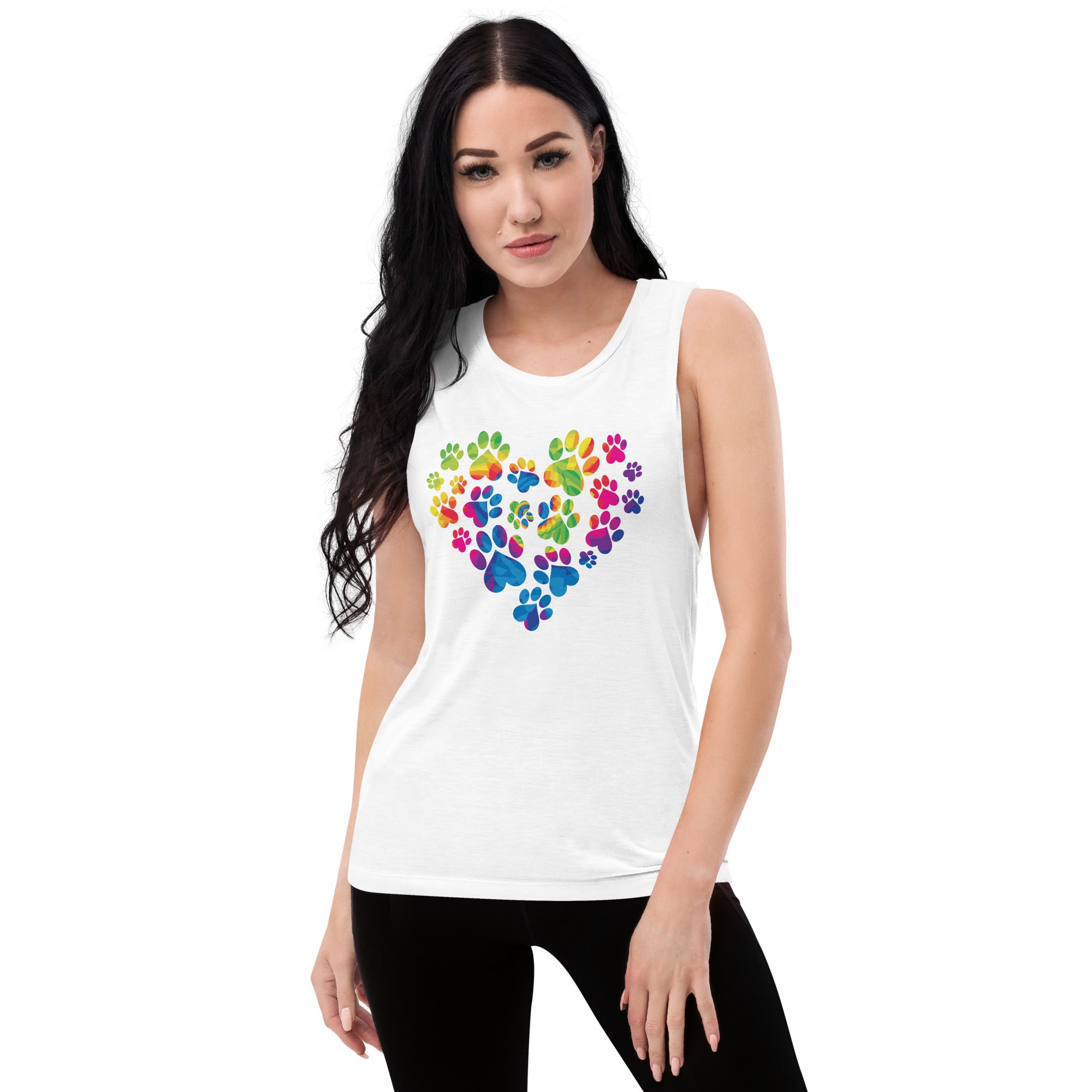 Premium Anniversary Paw Print Love Women's Athletic Tank