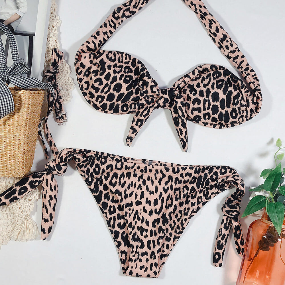 Ultimate Leopard Print Bow Tie Bikini Set - Brazilian Style