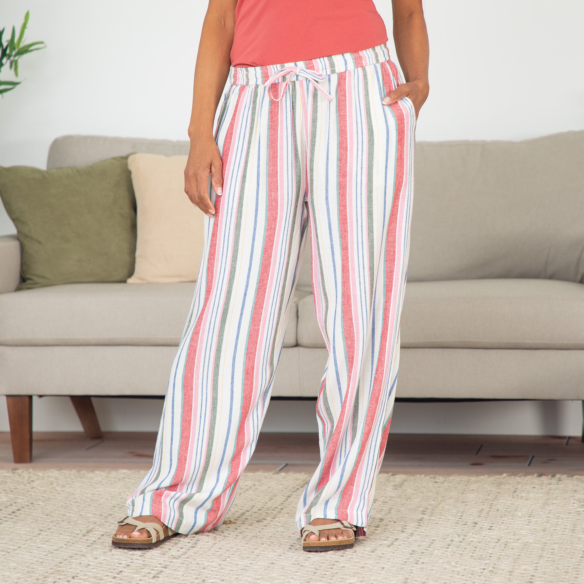 Premium Women's Striped High-Rise Wide-Leg Pants - Ultimate Comfort & Style