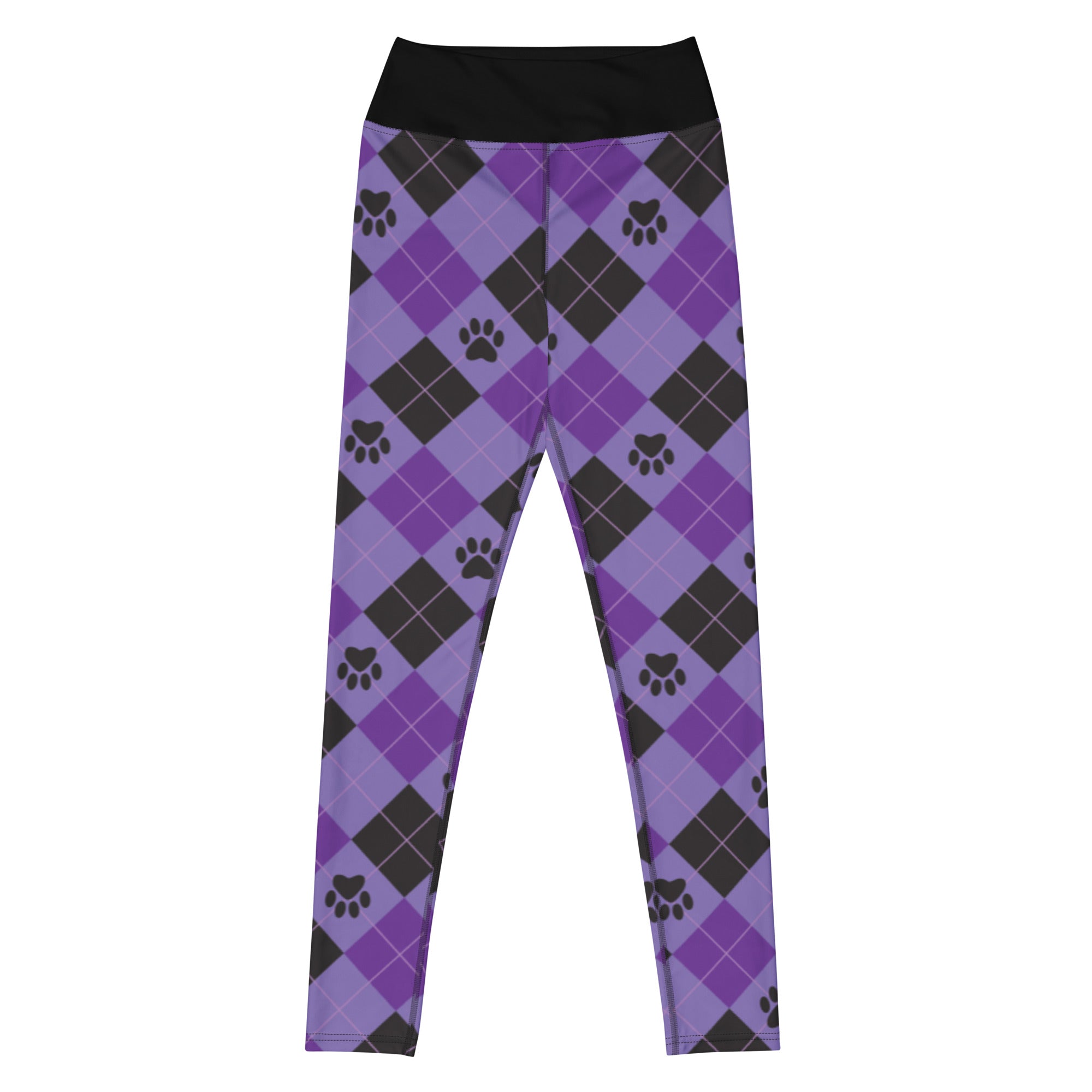 Premium Paw Print Argyle Yoga Leggings - Ultimate Comfort & Style