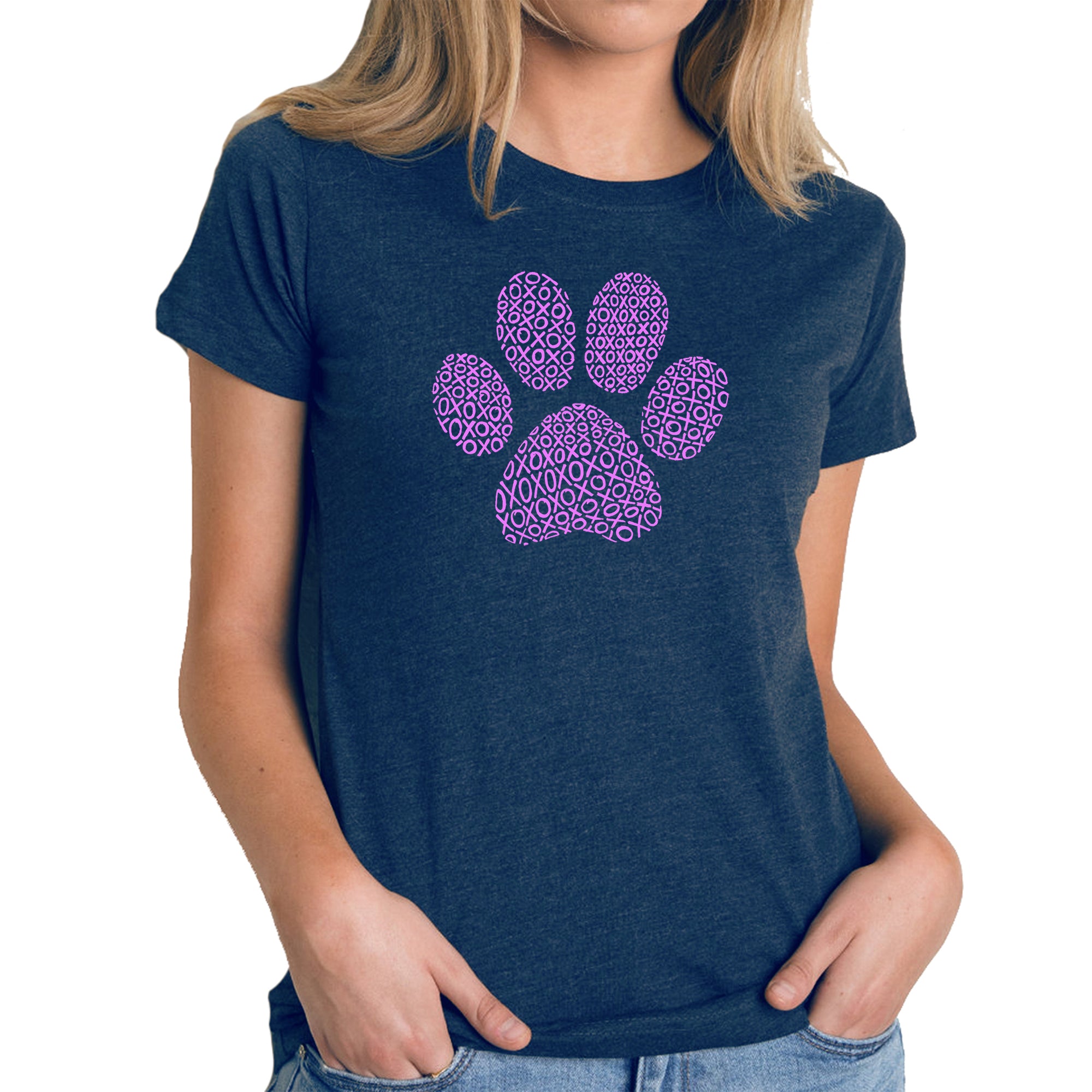 Premium XOXO Dog Paw Word Art T-Shirt for Women - Stylish & Comfortable