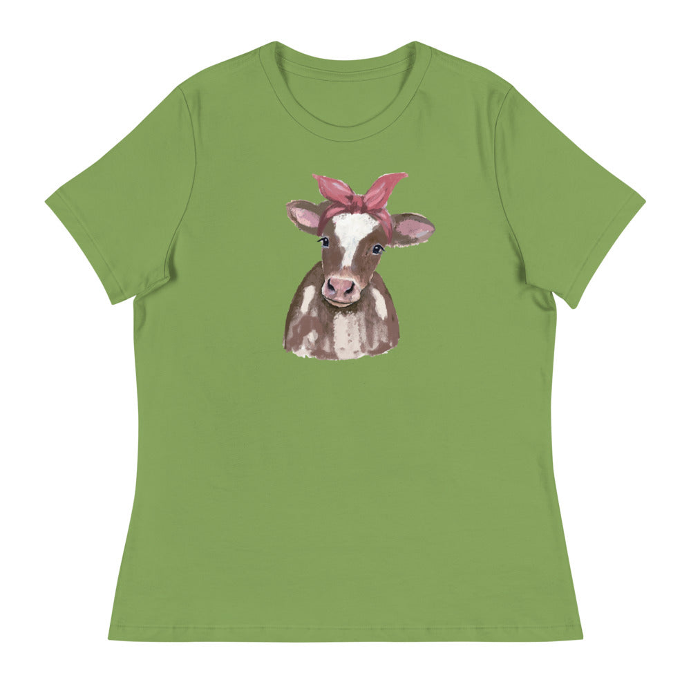 Premium Cow Print Relaxed Fit T-Shirt for Women