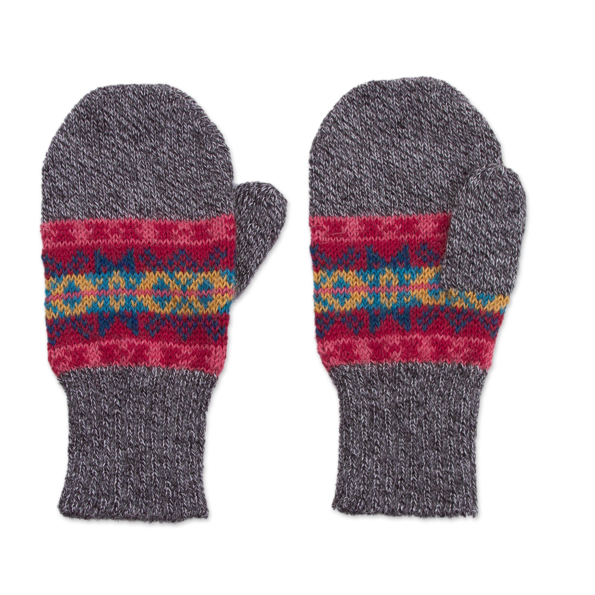 Premium Multicolored Inca Alpaca Mittens - Handcrafted in Peru