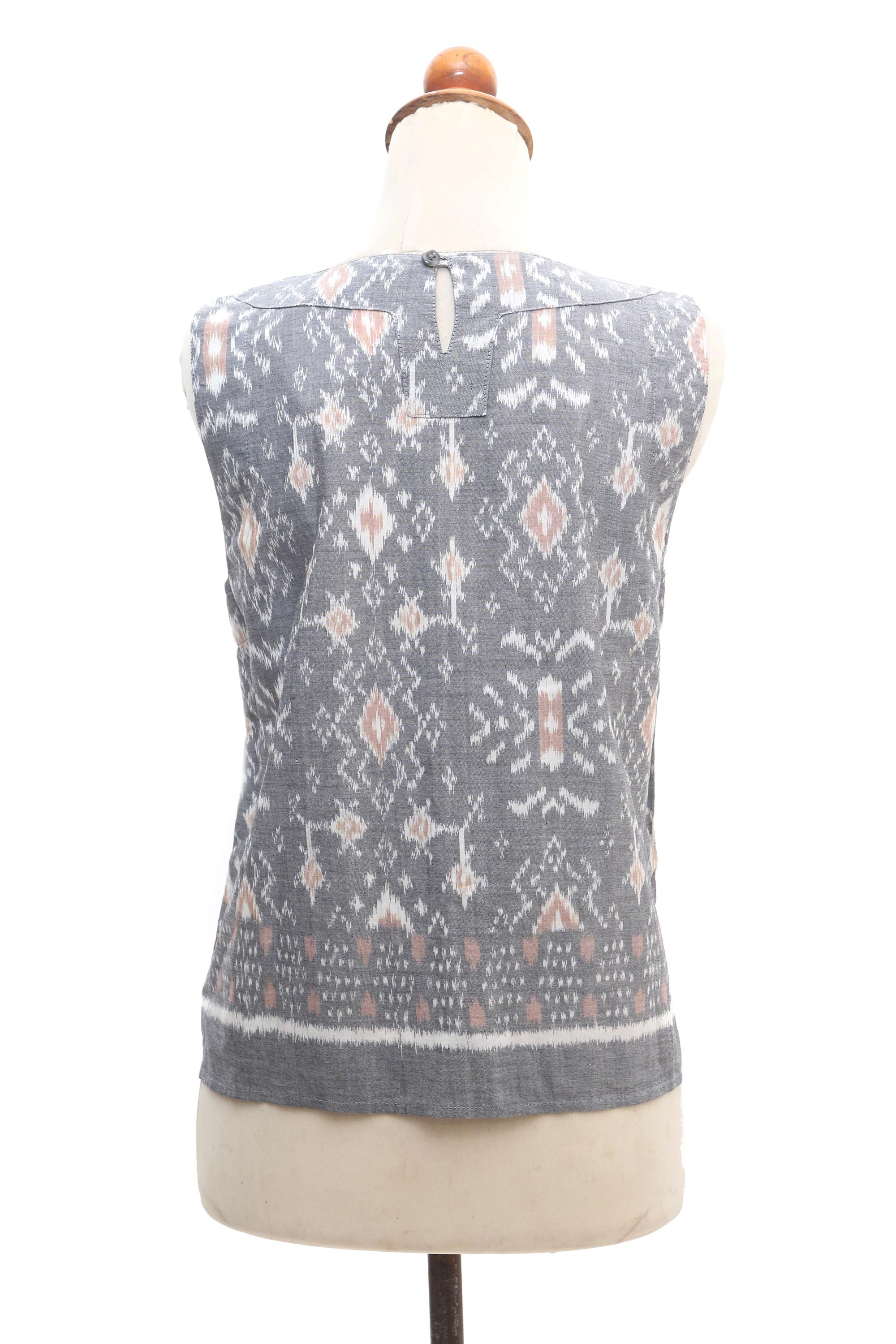 Premium Grey Gardens Handmade Cotton Ikat Blouse – Ultimate Summer Style from Bali