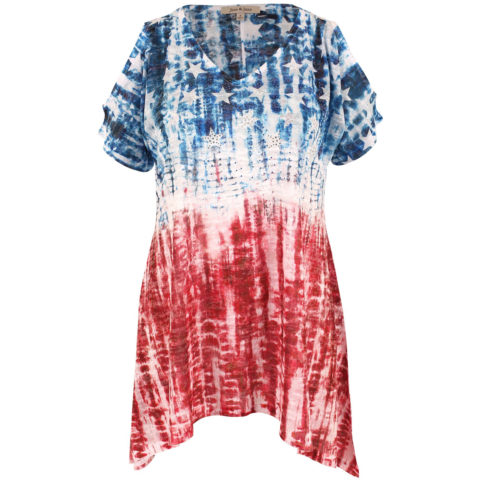 Premium Tie-Dye Americana Cold Shoulder Tunic - Ultimate Style & Comfort