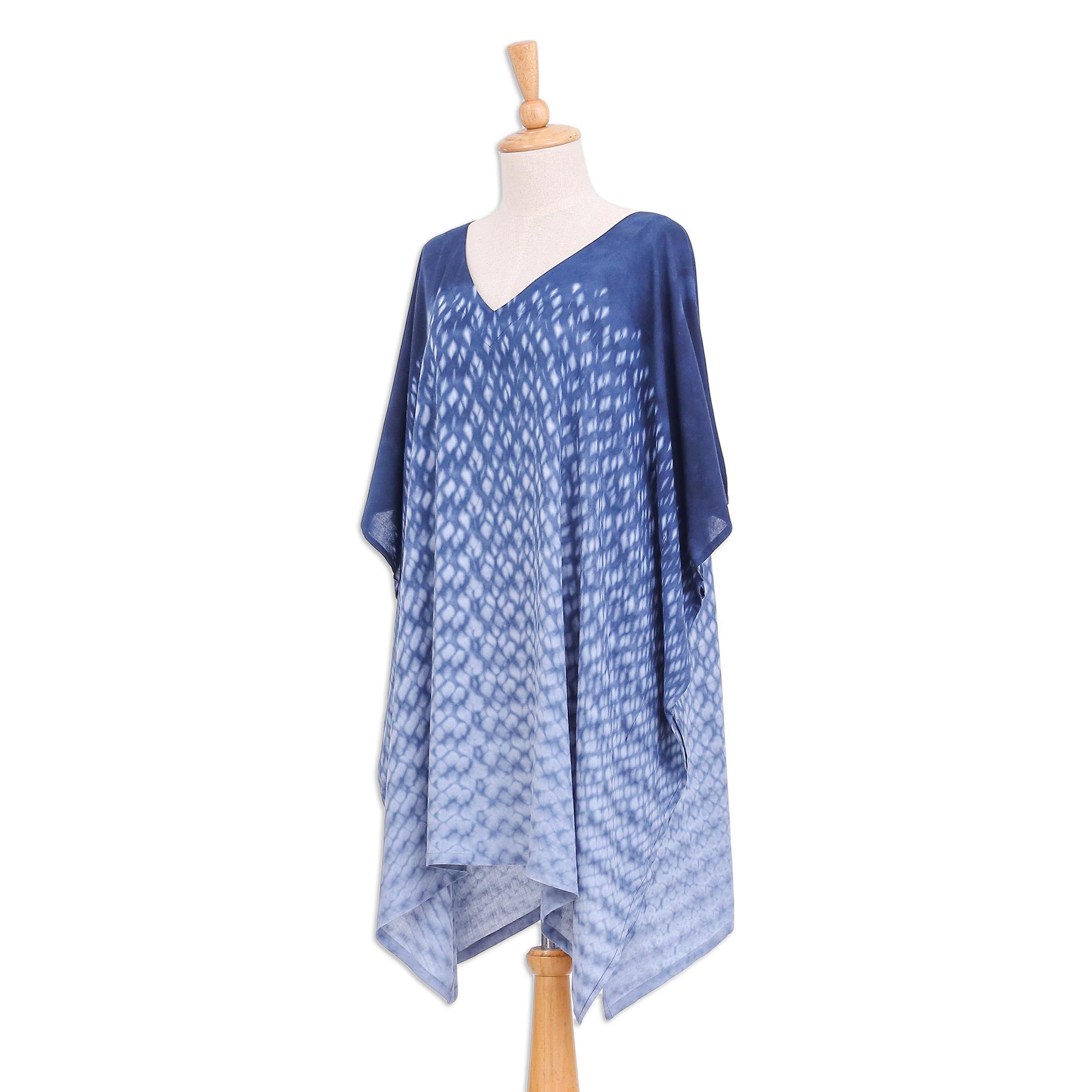 Premium Thai Rain Dark Blue Hand-Tied Rayon Caftan - Ultimate Comfort & Style