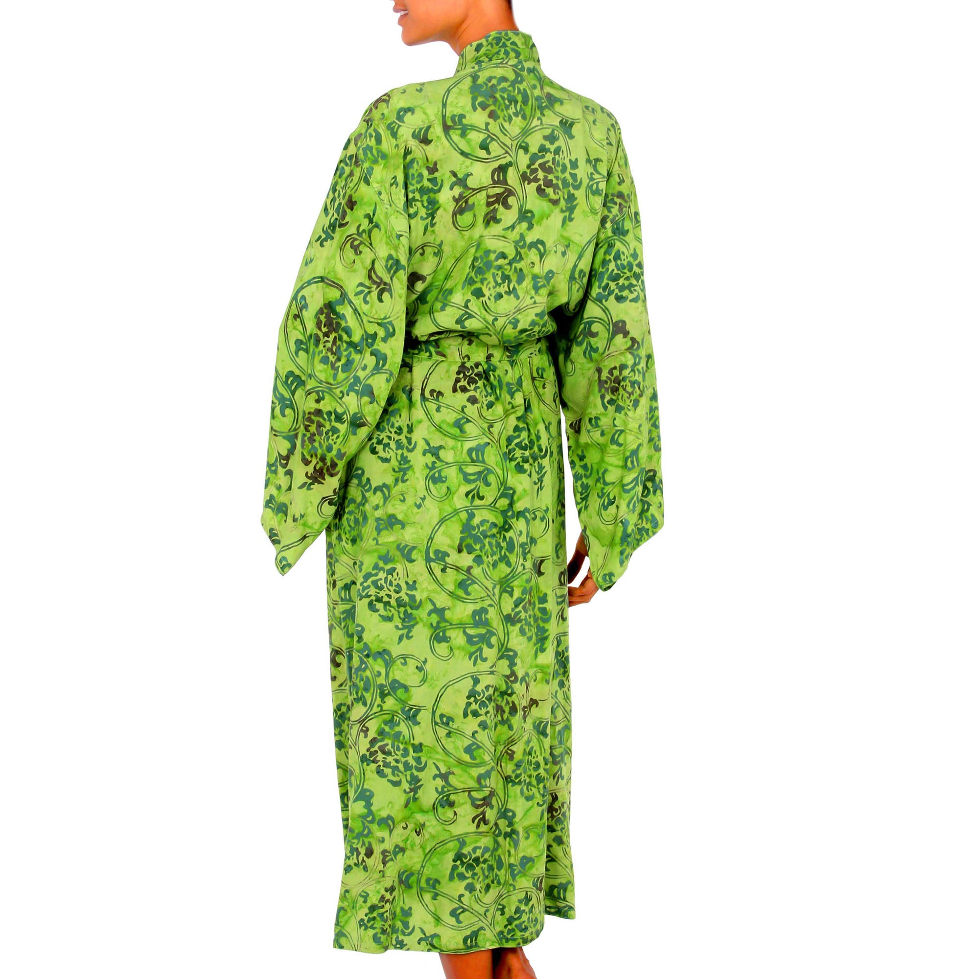 Premium Emerald Forest Green Floral Batik Robe - Upgrade Your Style