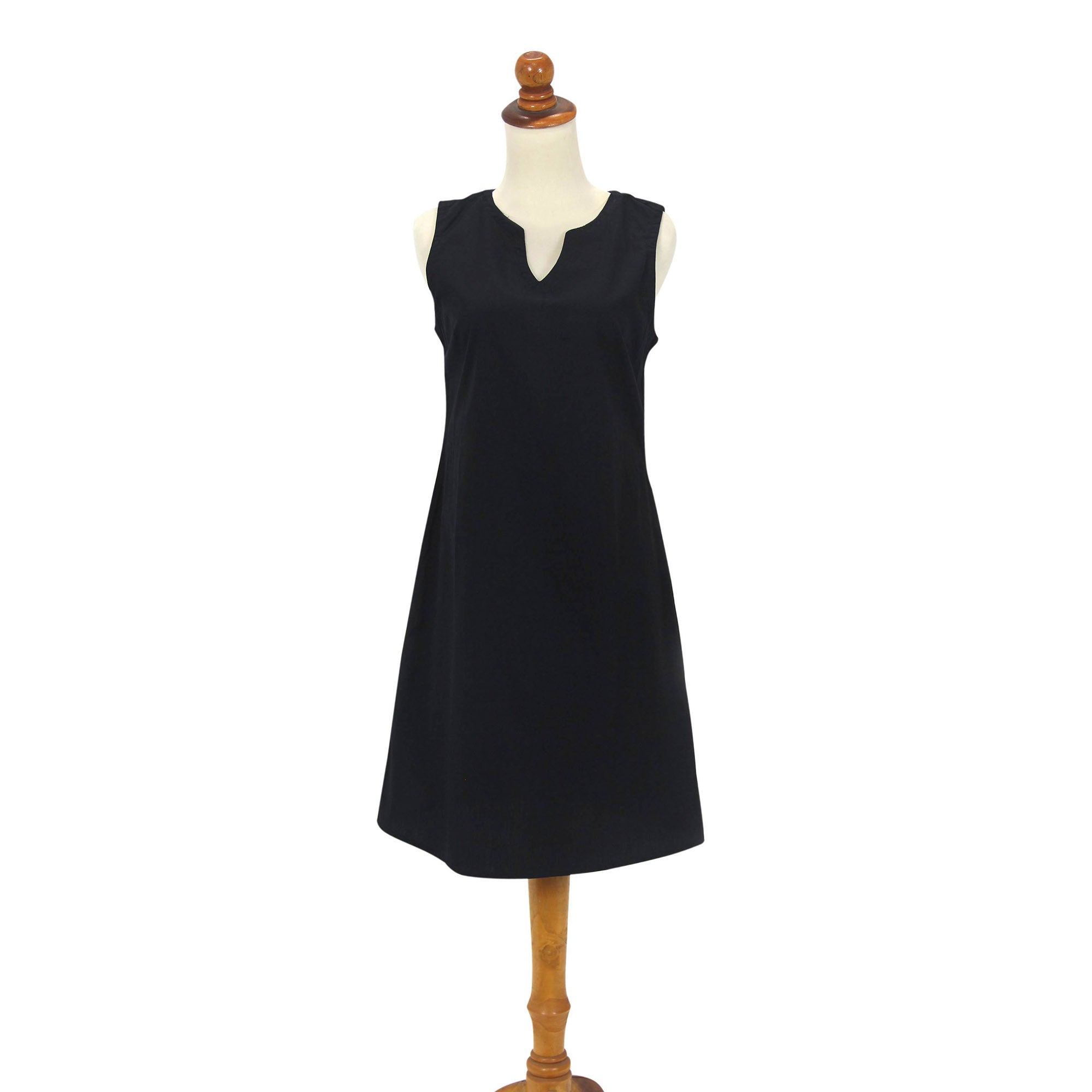 Premium Black Cotton Shift Dress by Lily - Timeless Elegance