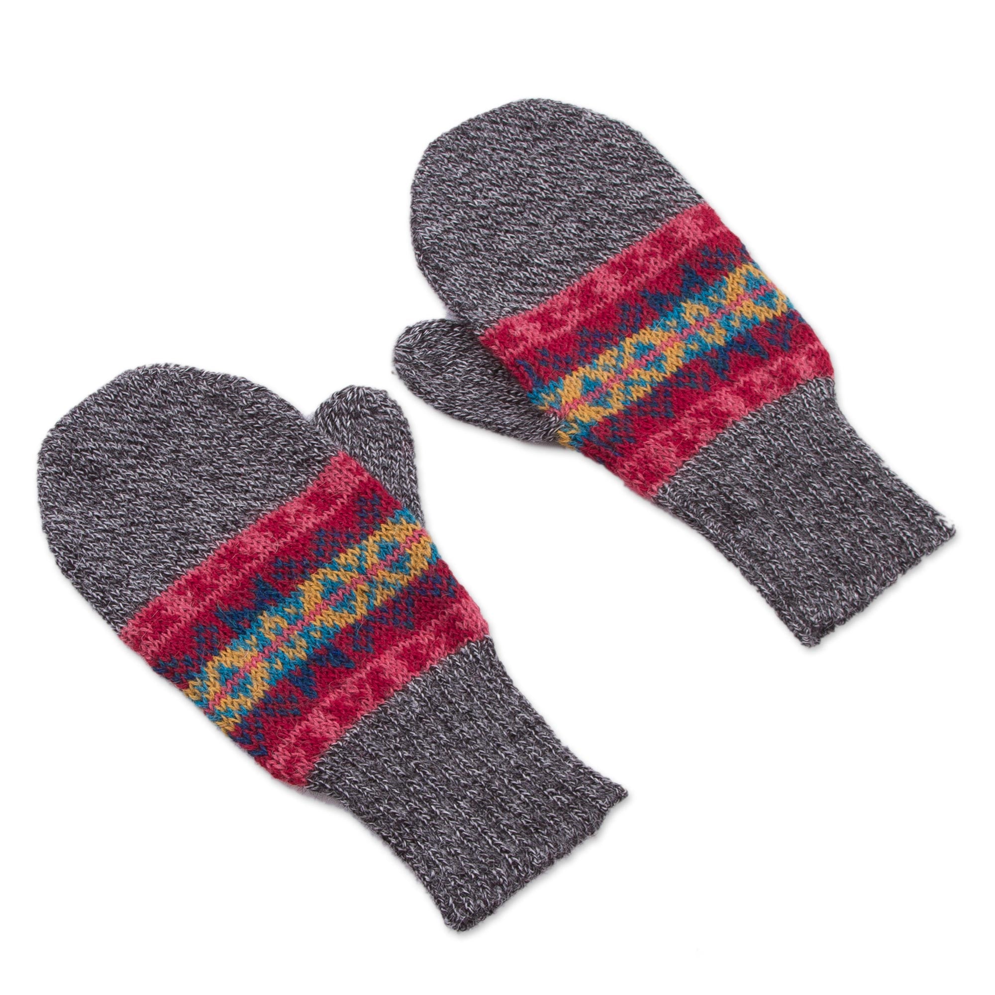 Premium Multicolored Inca Alpaca Mittens - Handcrafted in Peru