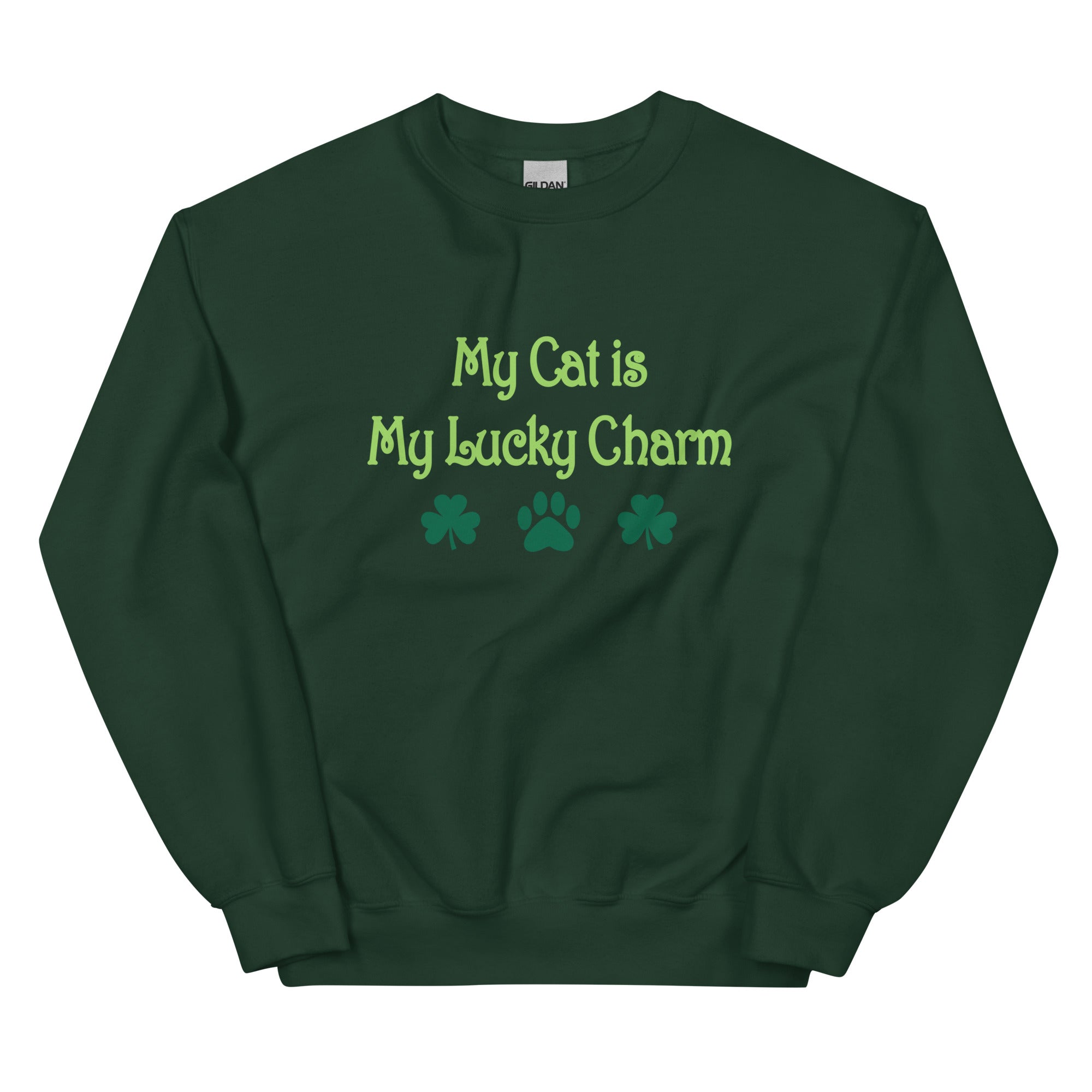 Premium 'My Cat Is My Lucky Charm' Crewneck Sweatshirt - Ultimate Comfort for Cat Lovers