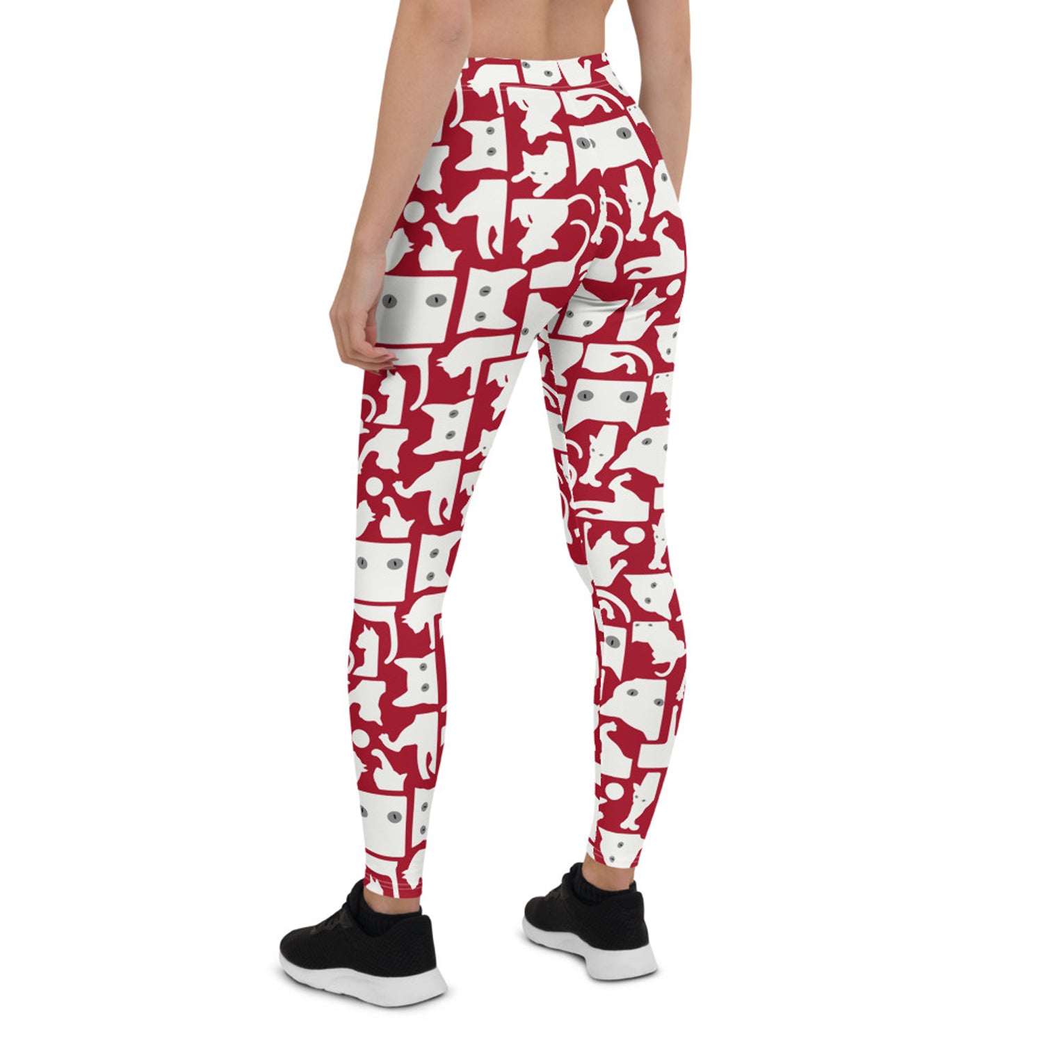 Premium White Cat Print Women's Yoga Leggings