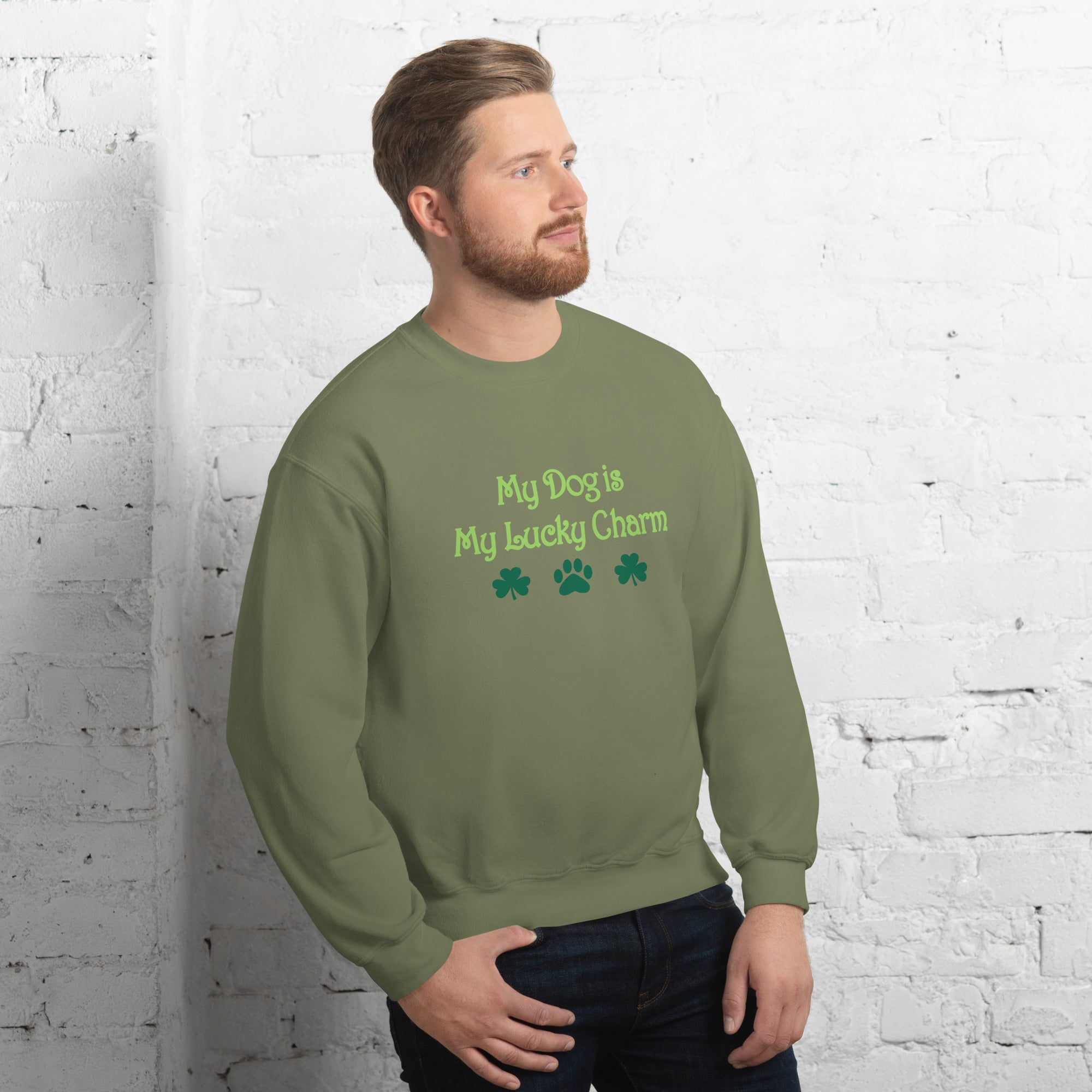 Premium 'My Dog Is My Lucky Charm' Crewneck Sweatshirt - Ultimate Comfort for Dog Lovers