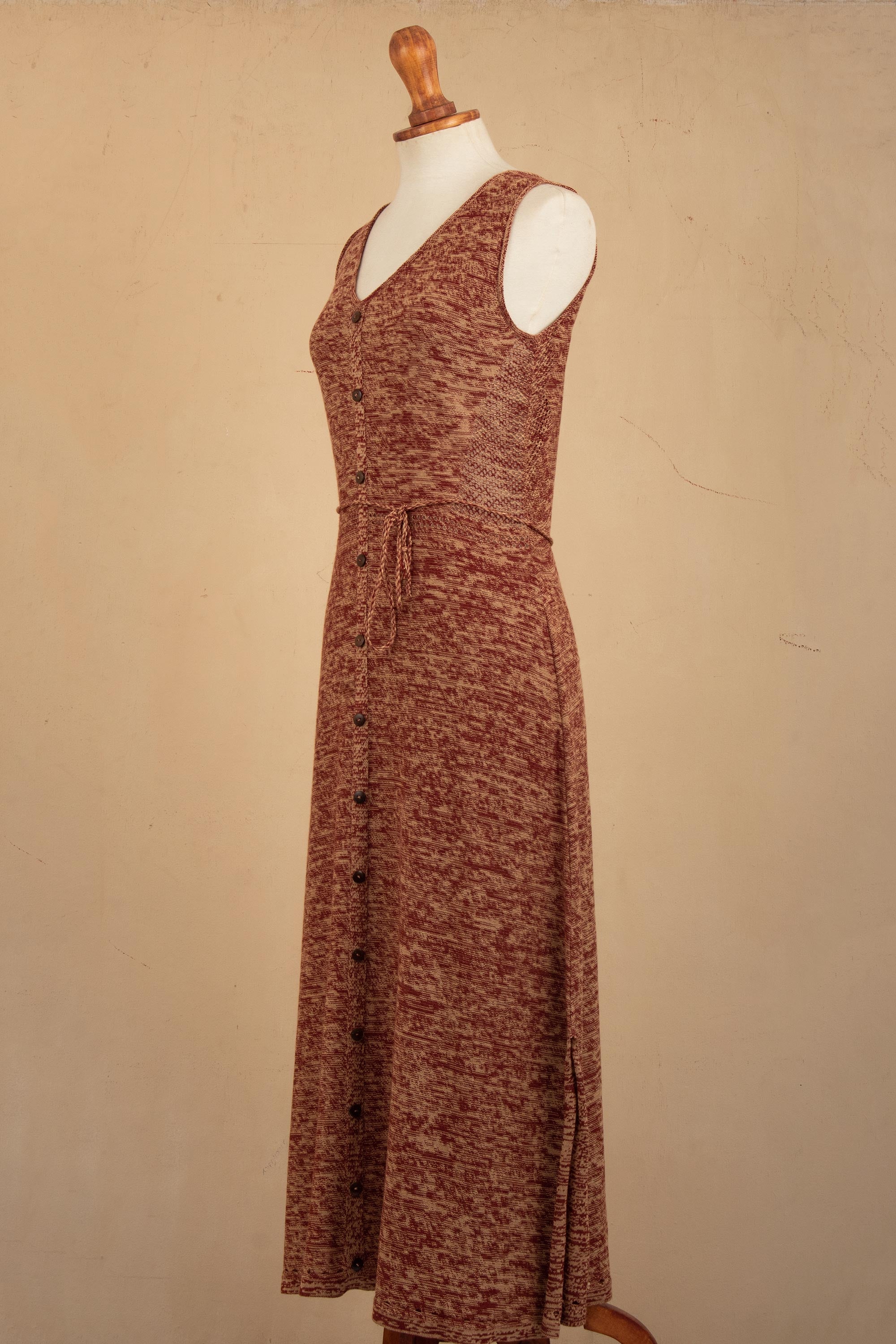 Premium Organic Cotton Maxi Dress in Russet Red | Sustainable & Timeless Design