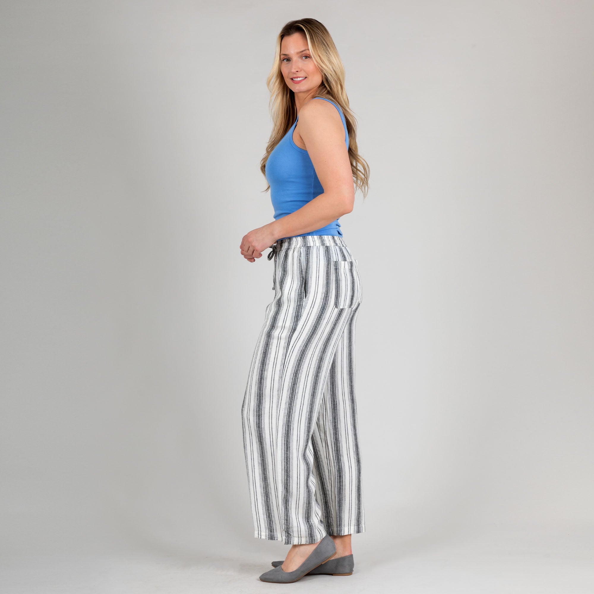 Premium Women's Striped High-Rise Wide-Leg Pants - Ultimate Comfort & Style