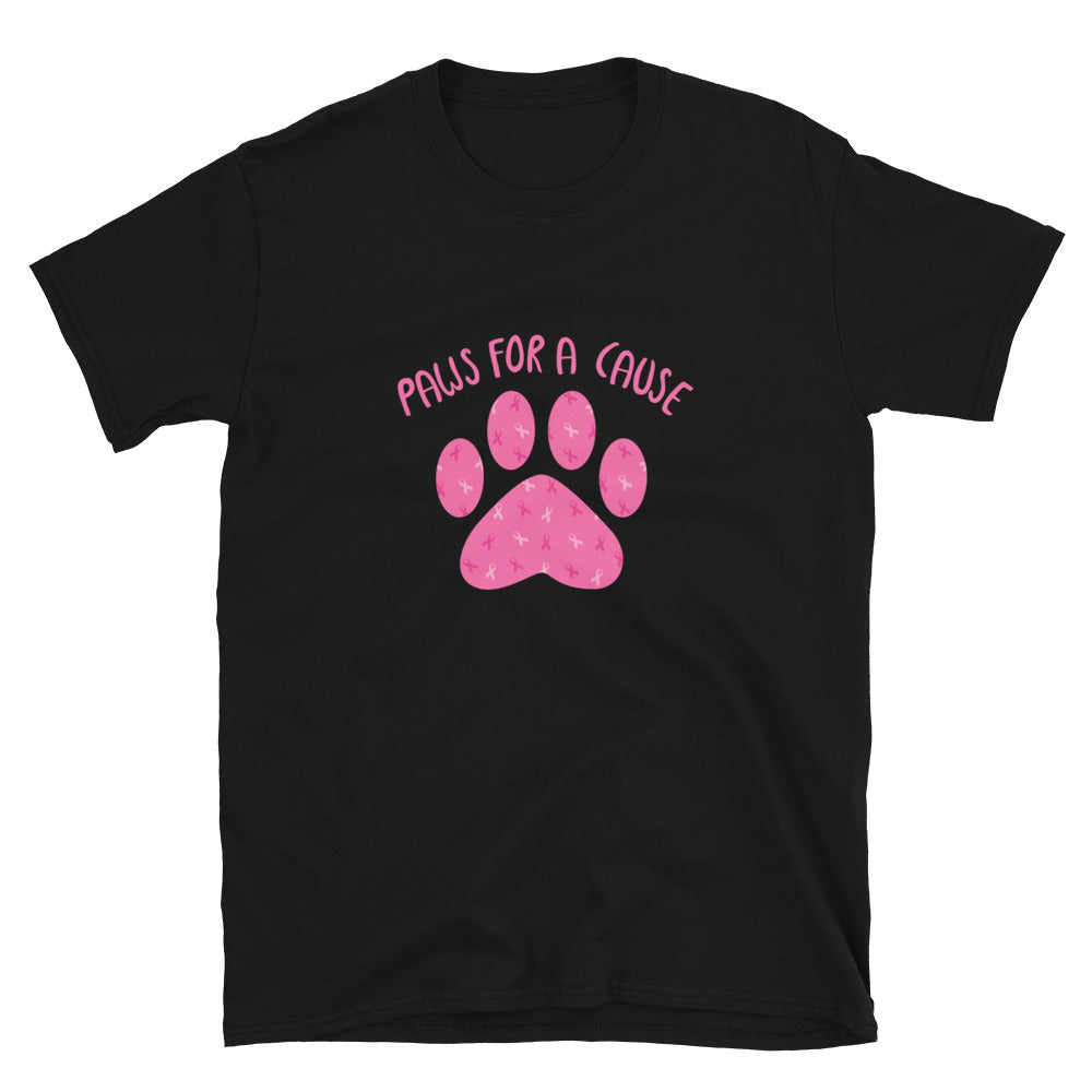 Premium Pink Ribbon Paw Print Tee - Support Breast Cancer Awareness