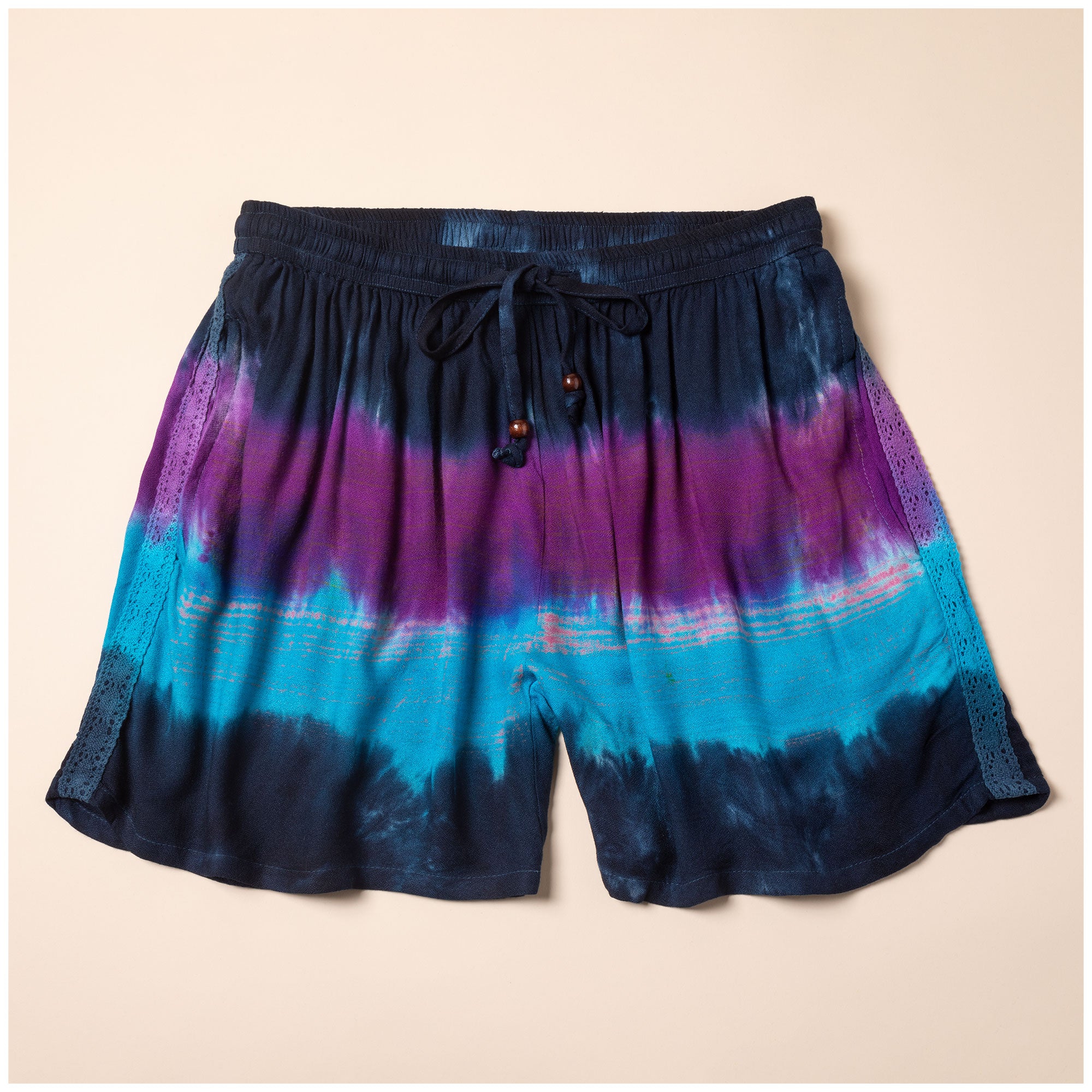 Premium Handcrafted Ocean Waves Drawstring Shorts