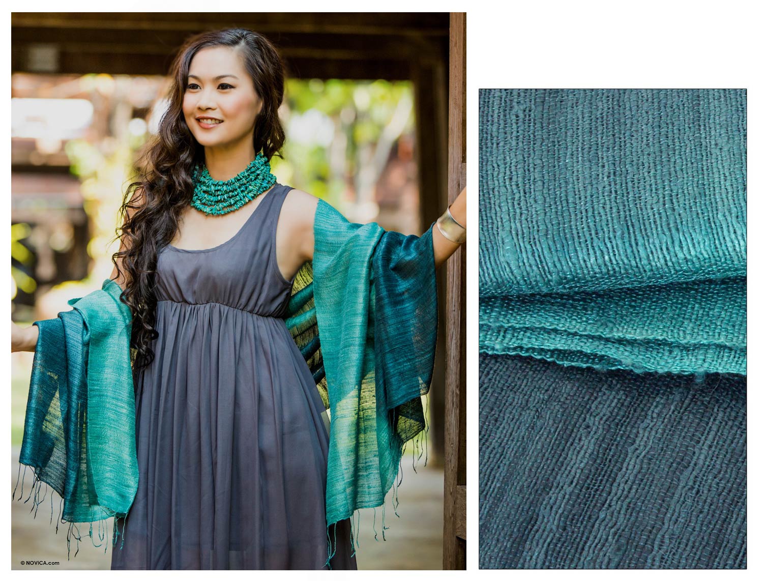 Premium Teal Silk Shawl - Ultimate Elegance