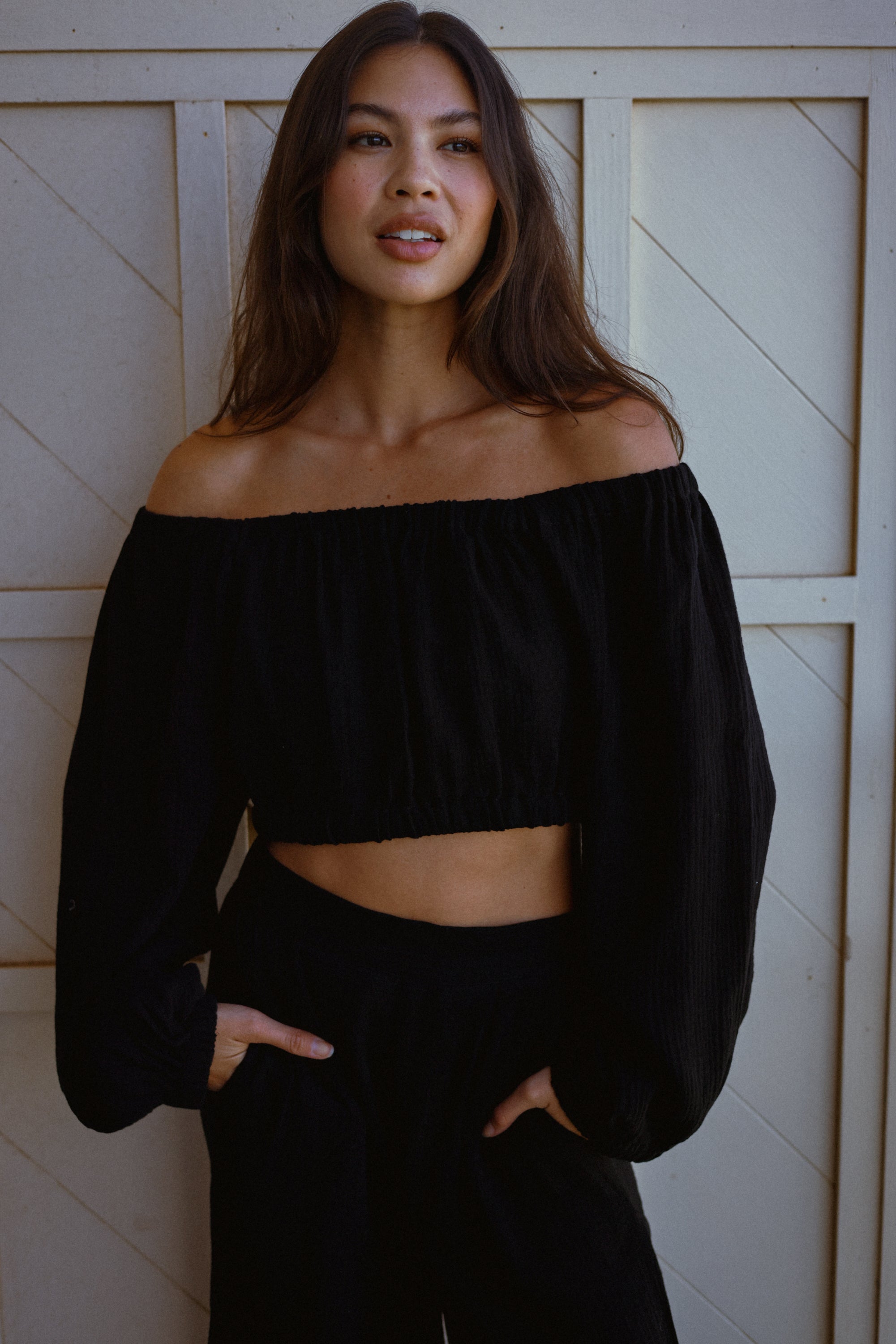 Premium Off-Shoulder Black Taylor Top