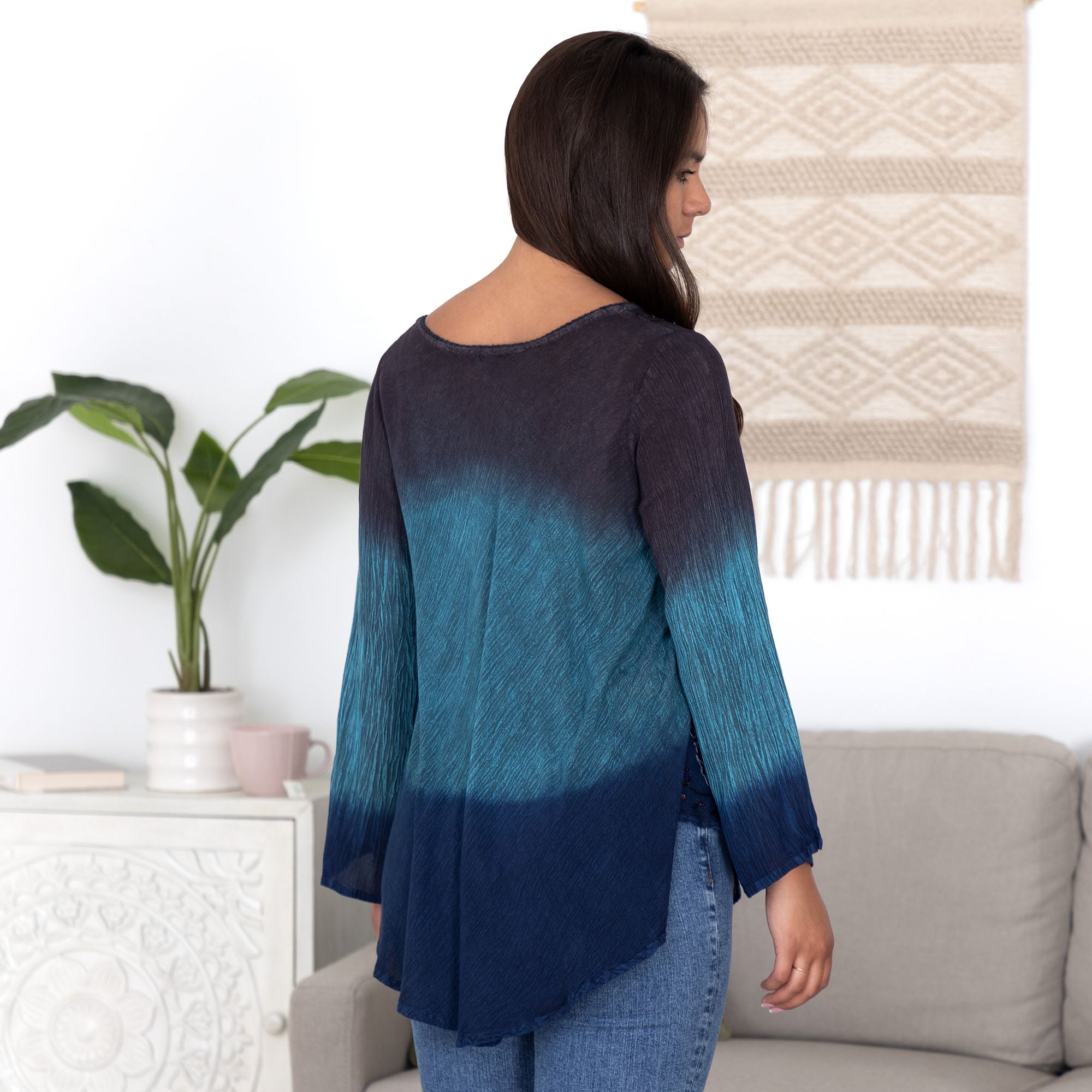 Premium Earth & Sky Long Sleeve Tunic | Fair Trade & Handmade