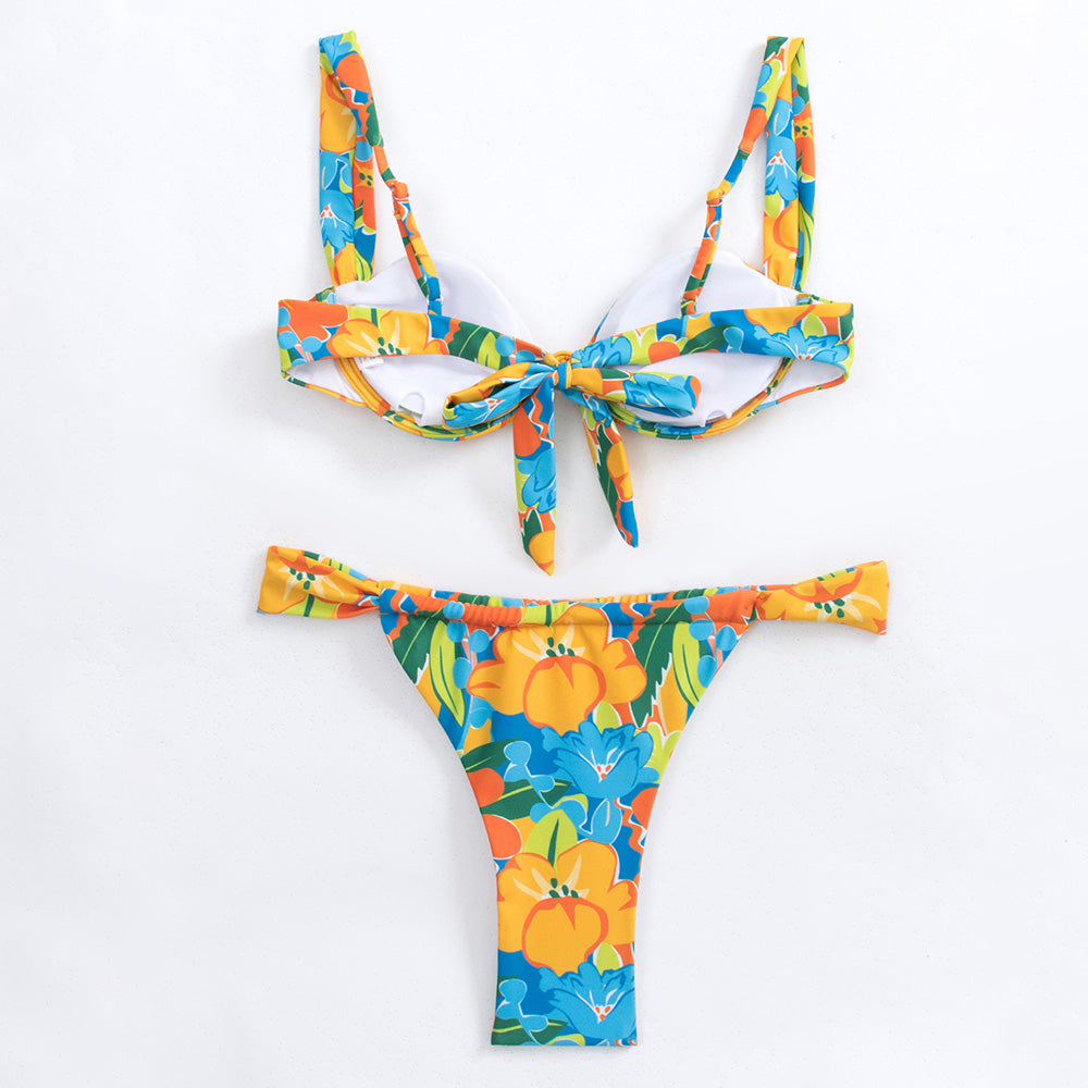 Ultimate Boho Floral Print High-Leg Brazilian Bikini Set