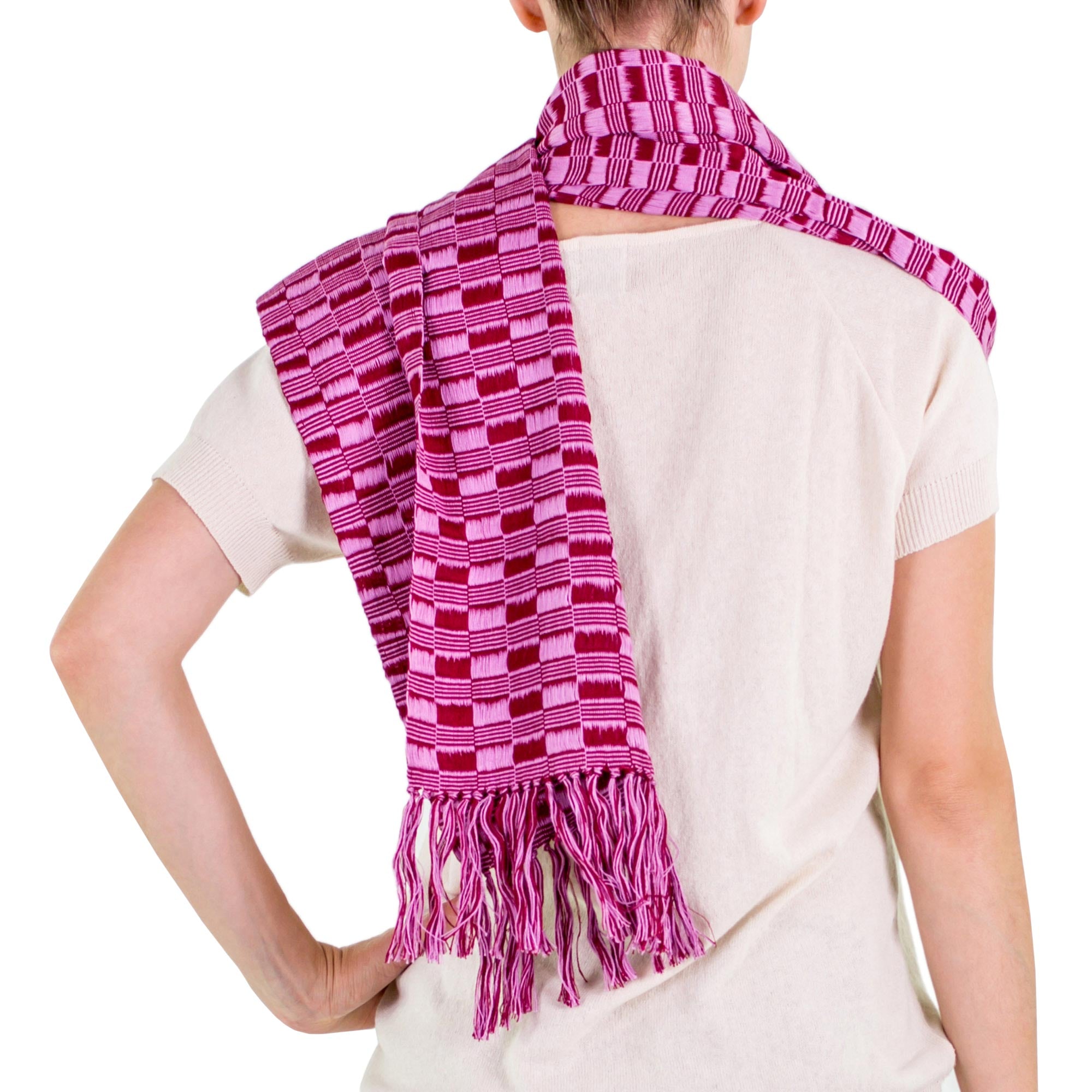 Premium Handwoven Guatemalan Cotton Scarf in Purple Maroon - Ultimate Style Upgrade