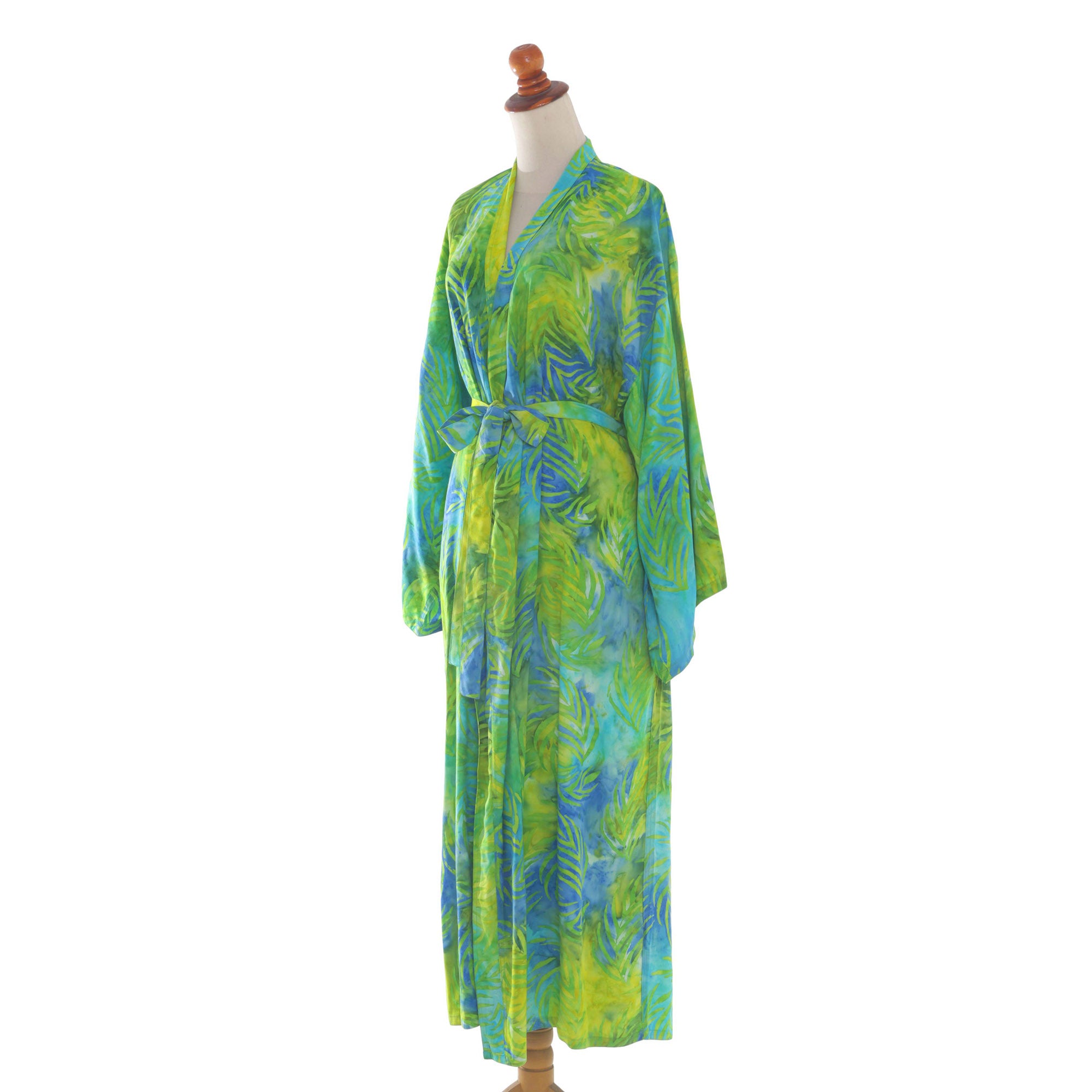 Premium Leafy Haven Rayon Batik Robe - Ultimate Comfort & Style