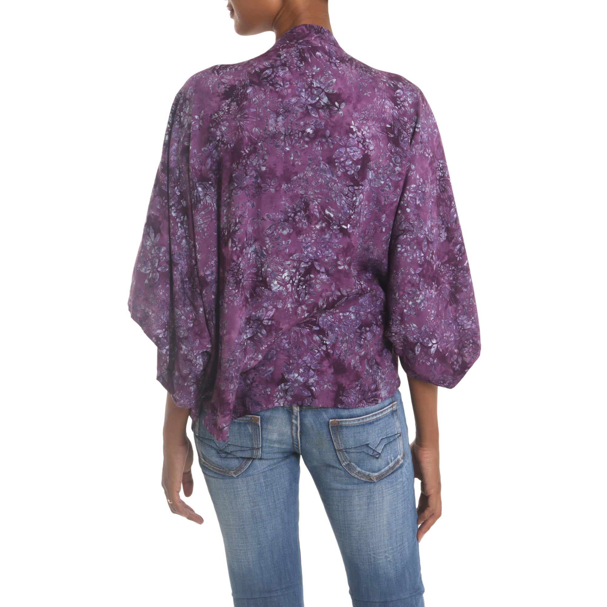 Premium Boysenberry Purple Batik Rayon Kimono Jacket – Ultimate Style Upgrade