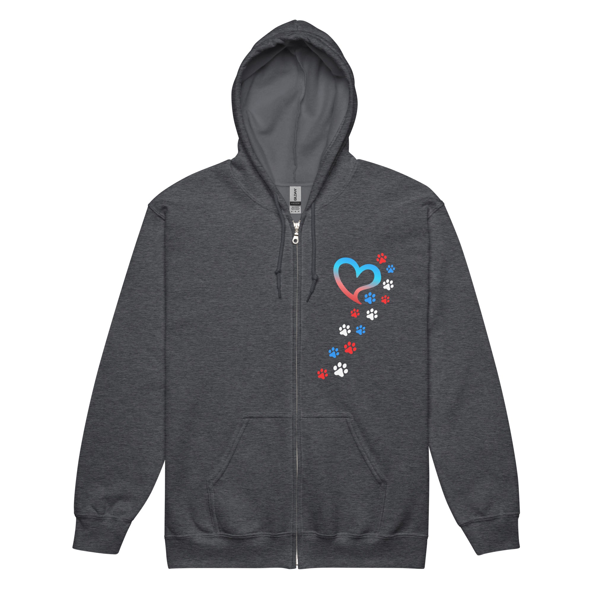 Premium Americana Paws To My Heart Zip Hoodie - Ultimate Comfort & Style